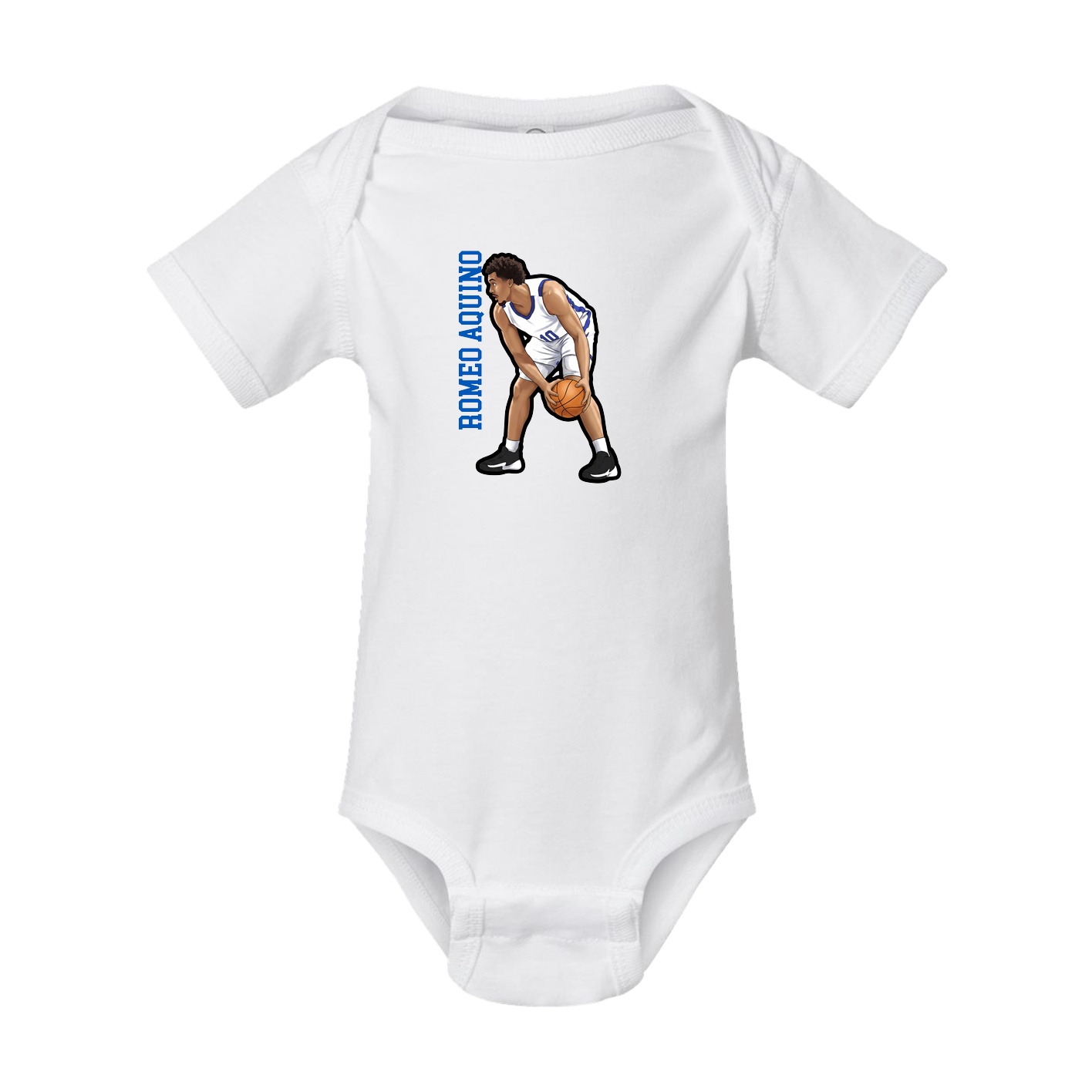 Baby Onesie — Name Vertical in White