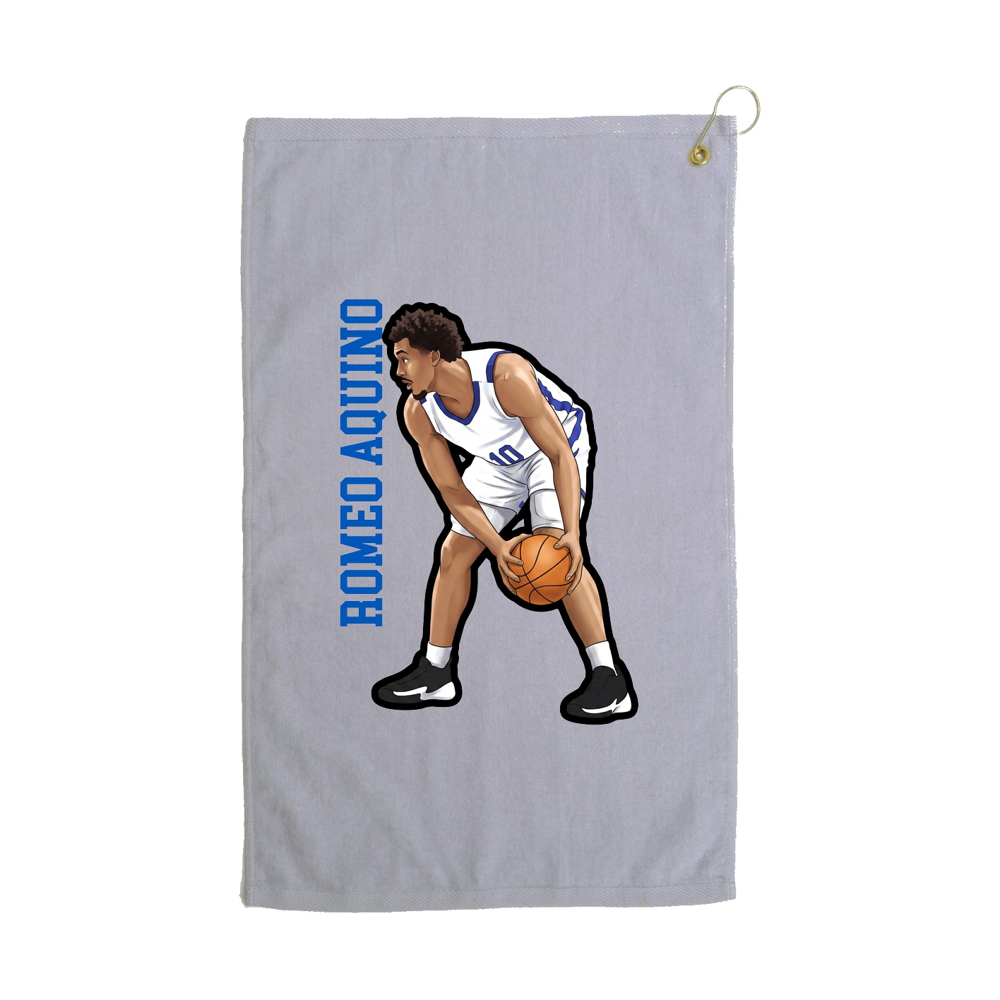 Golf Towel — Name Vertical in Grey