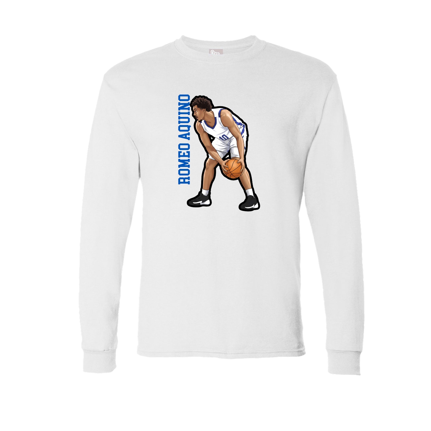 Long Sleeve Tee — Name Vertical in White