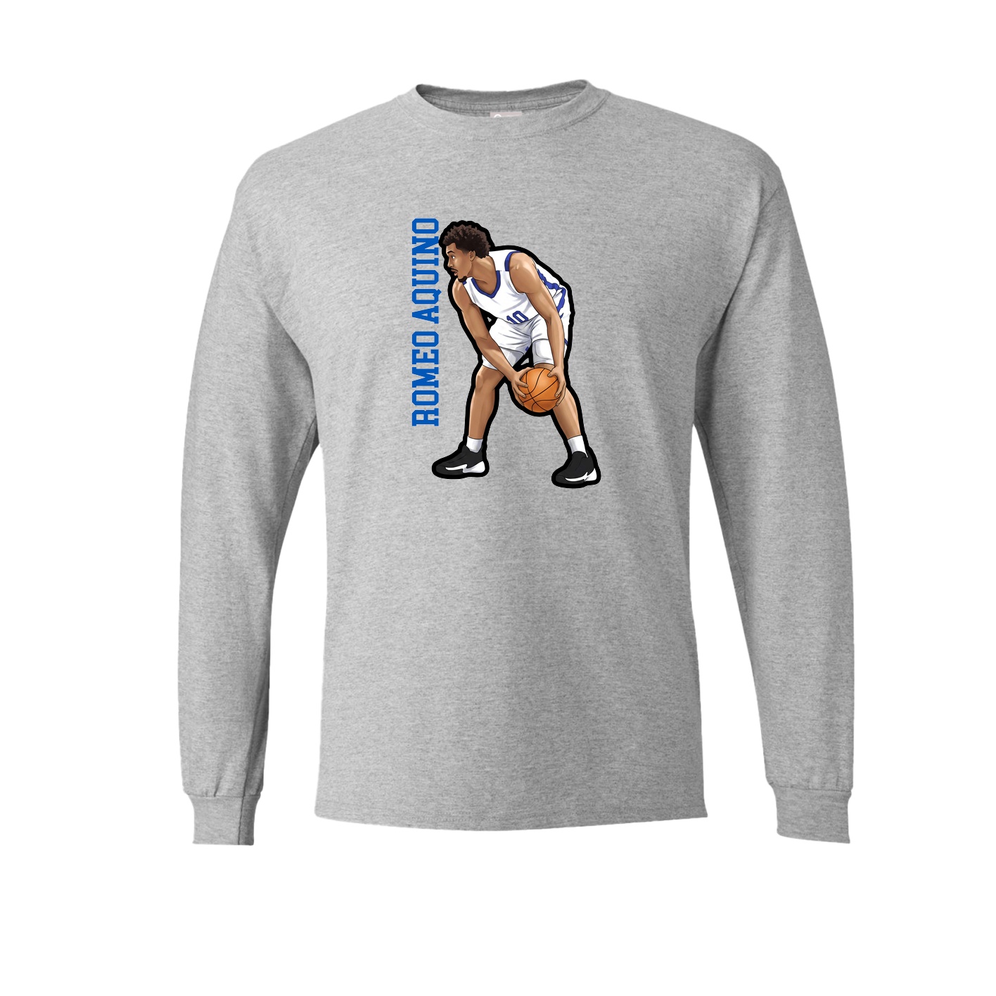 Long Sleeve Tee — Name Vertical in Grey