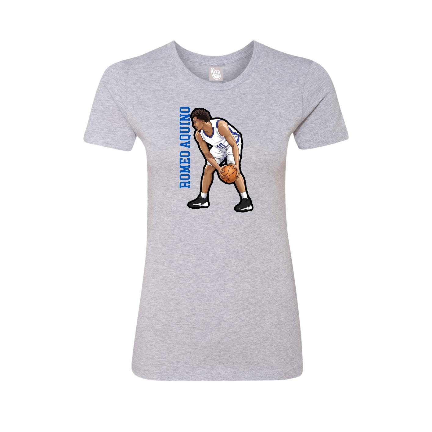 Fitted Women's Tee — Name Vertical in Grey