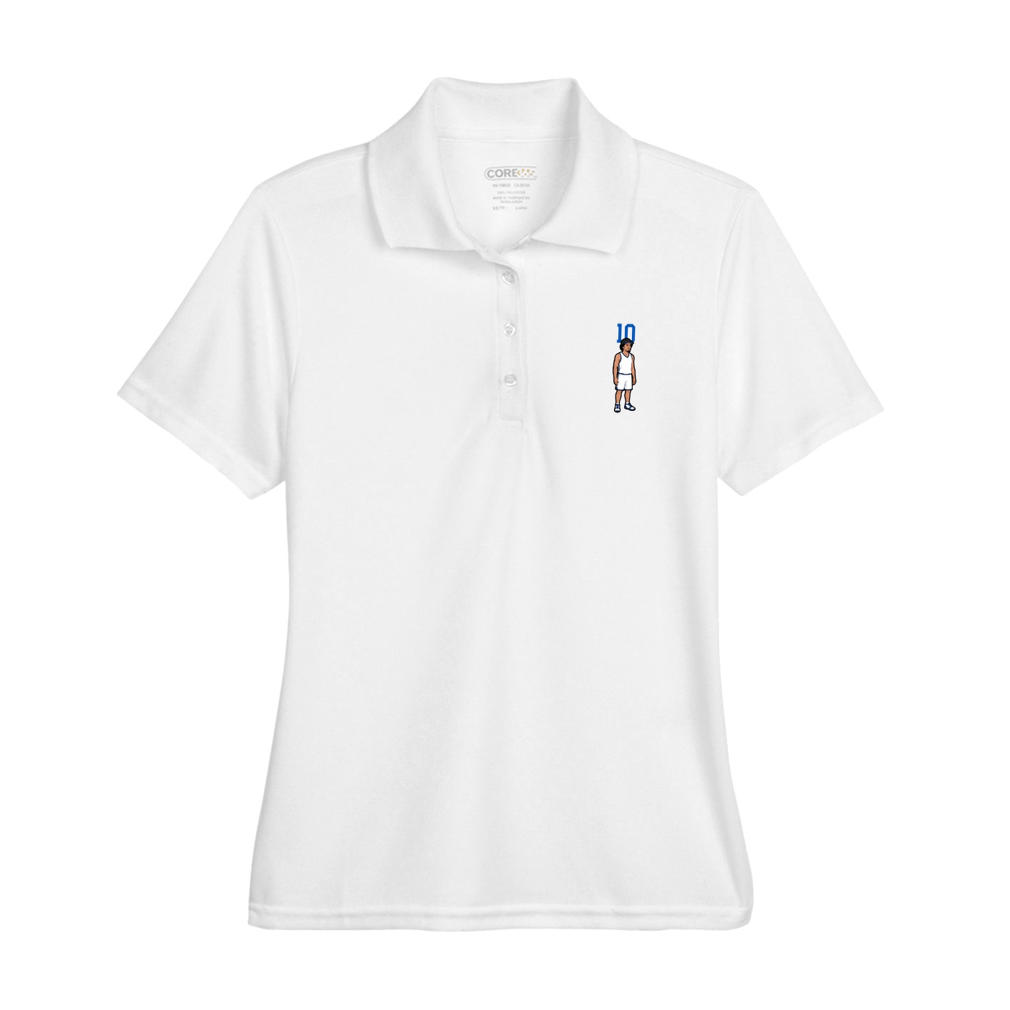 Womens Performance Polo — Number Top in White