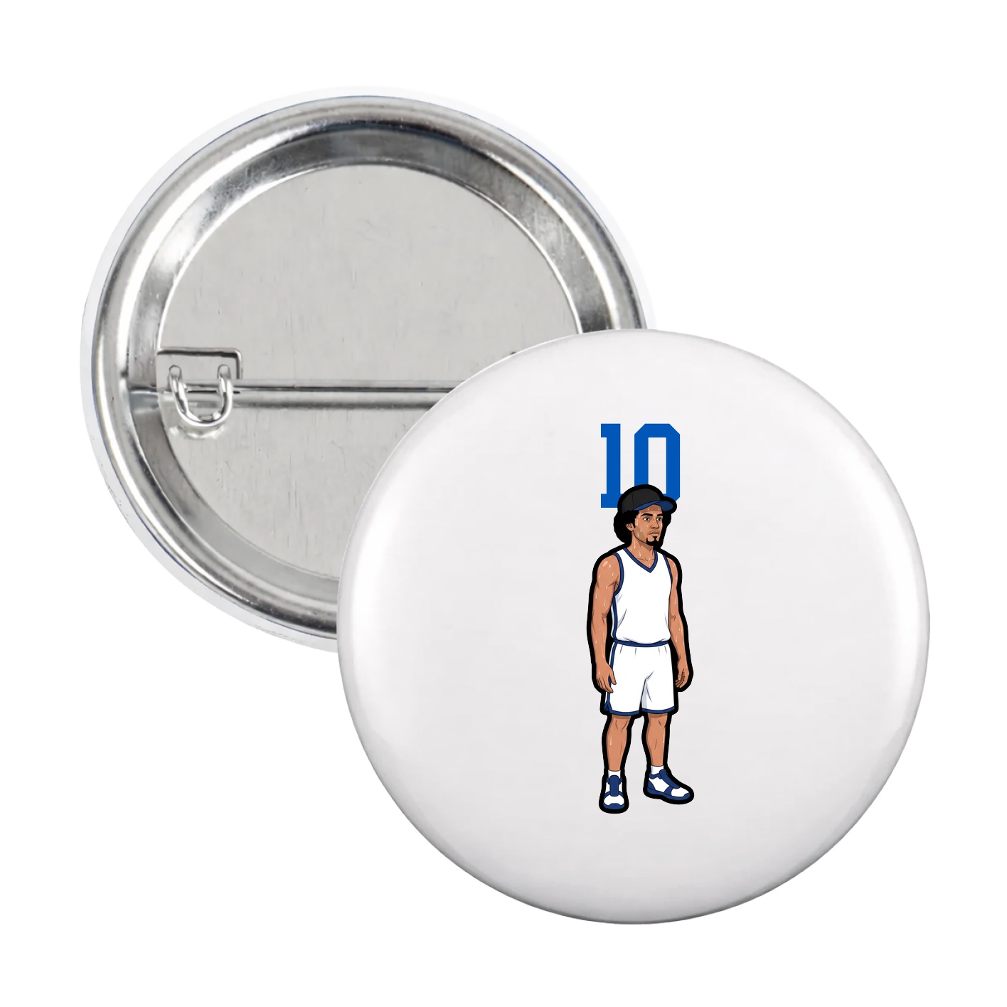Game Day Button — Number Top in White