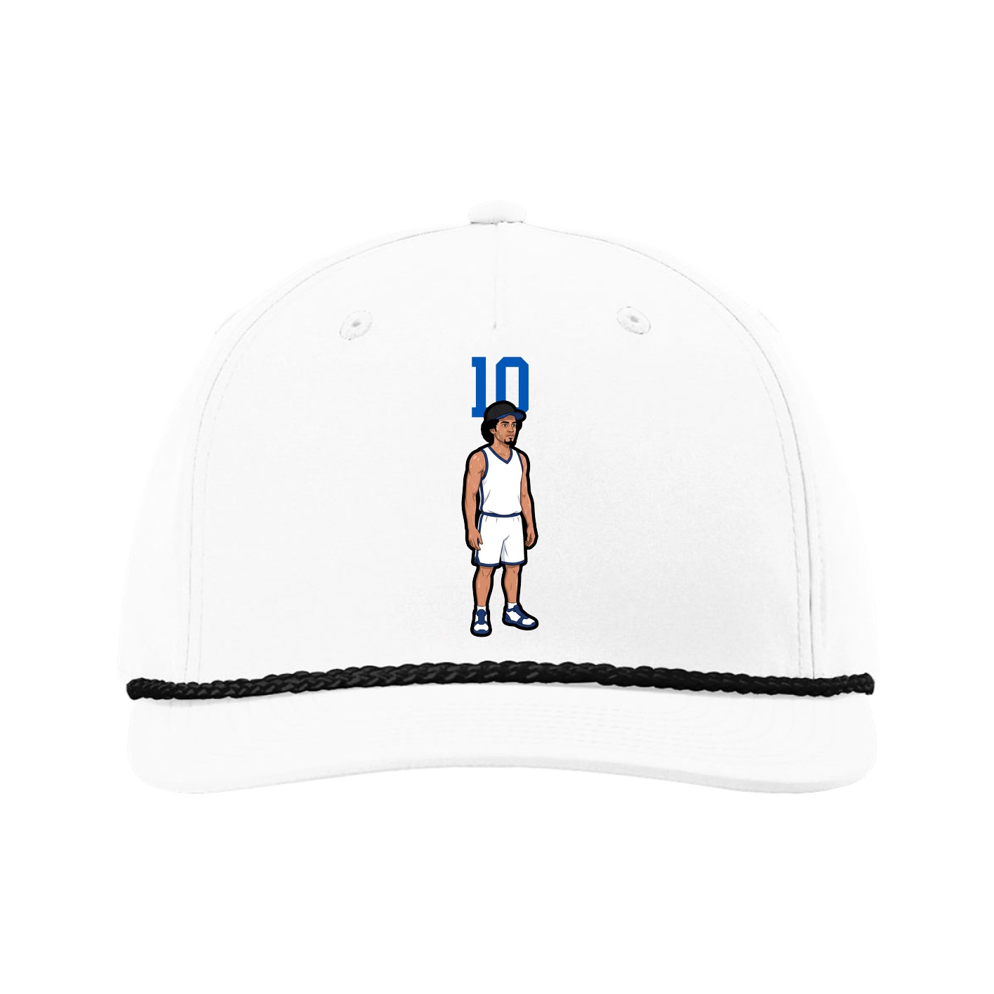 Five-Panel Classic Rope Cap — Number Top in White