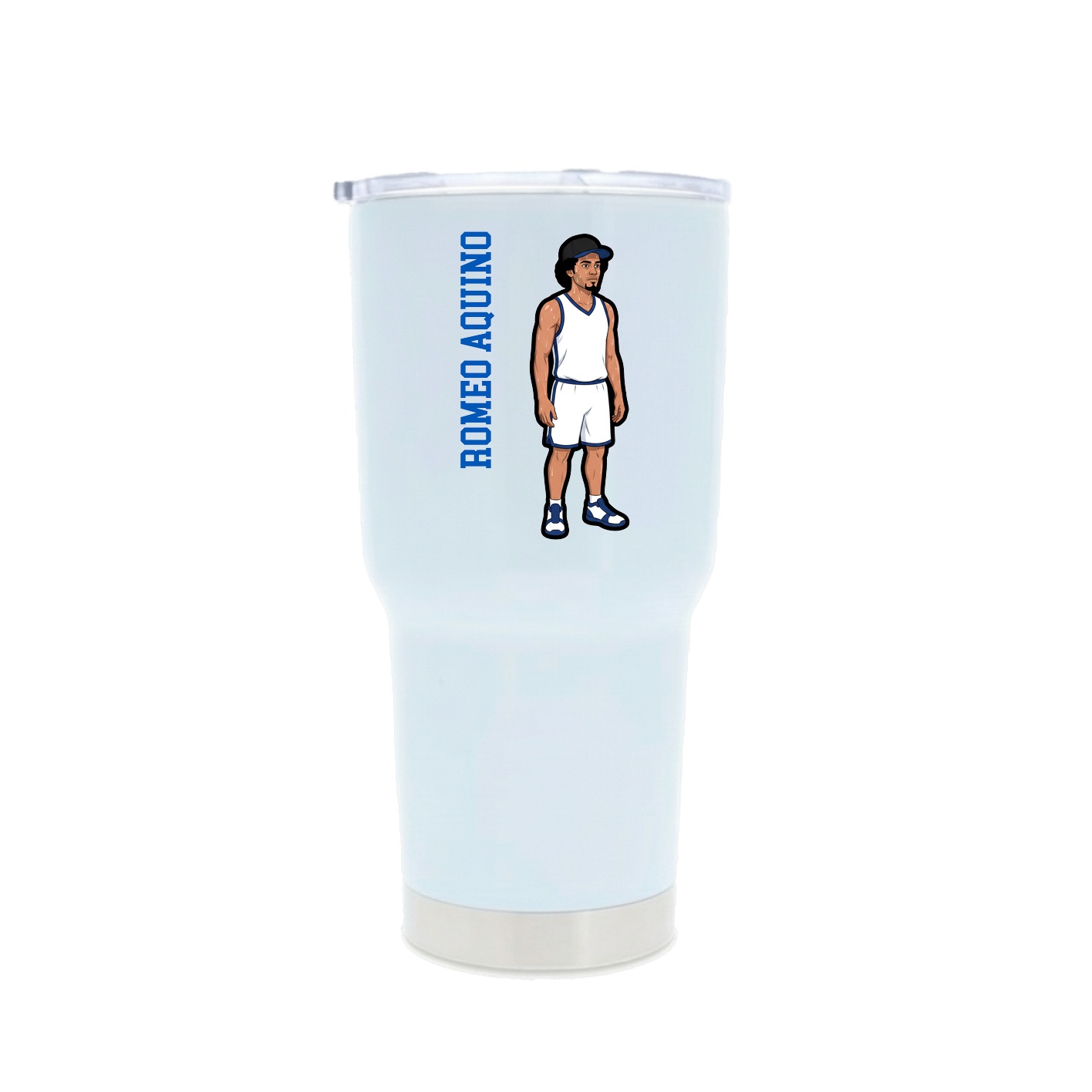 30oz Stainless Steel Tumbler — Name Vertical in White