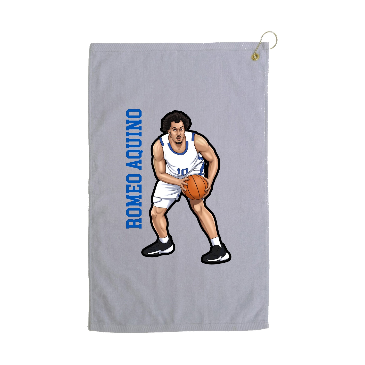 Golf Towel — Name Vertical in Grey