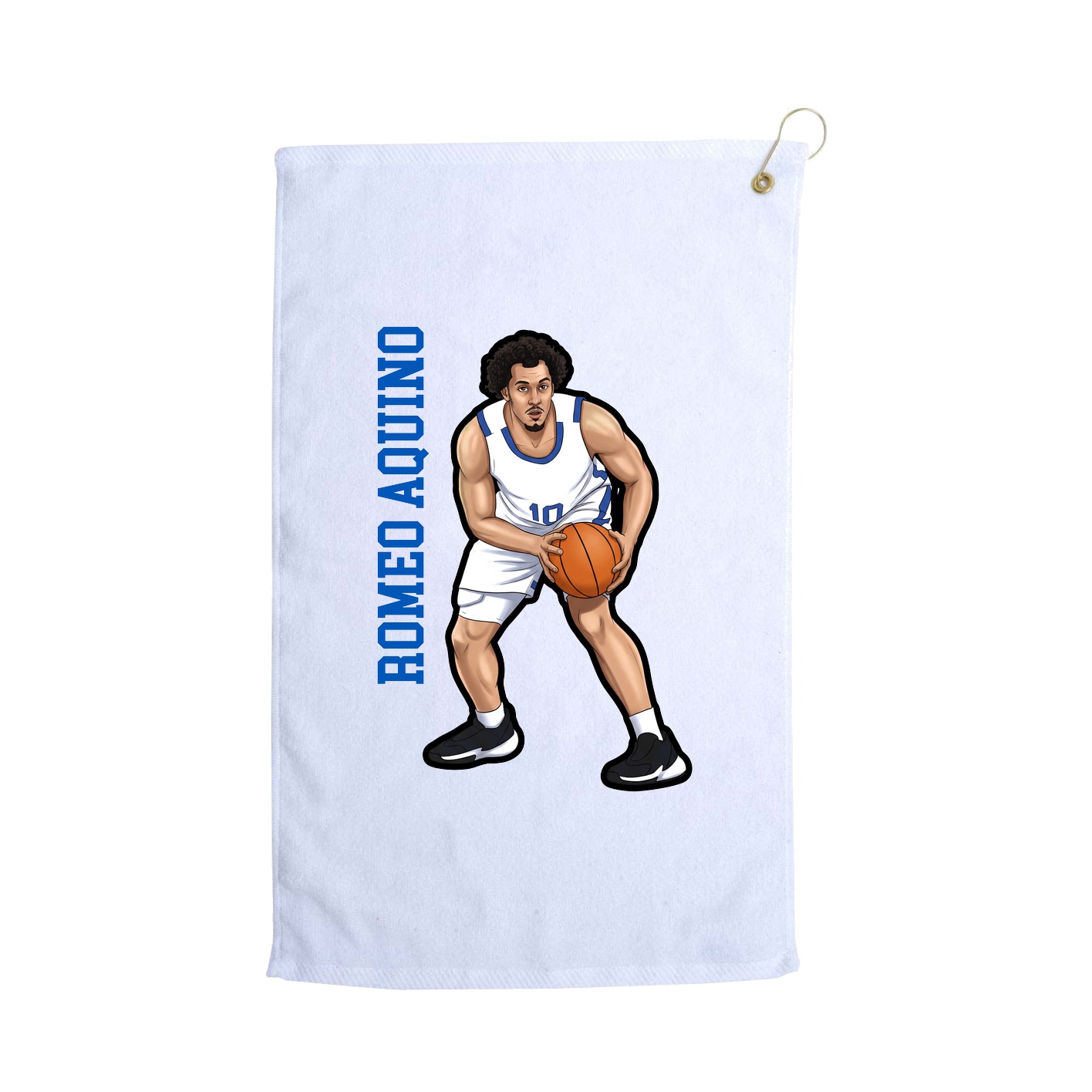 Golf Towel — Name Vertical in White
