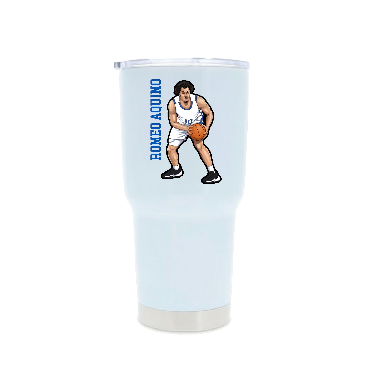 30oz Stainless Steel Tumbler — Name Vertical in White