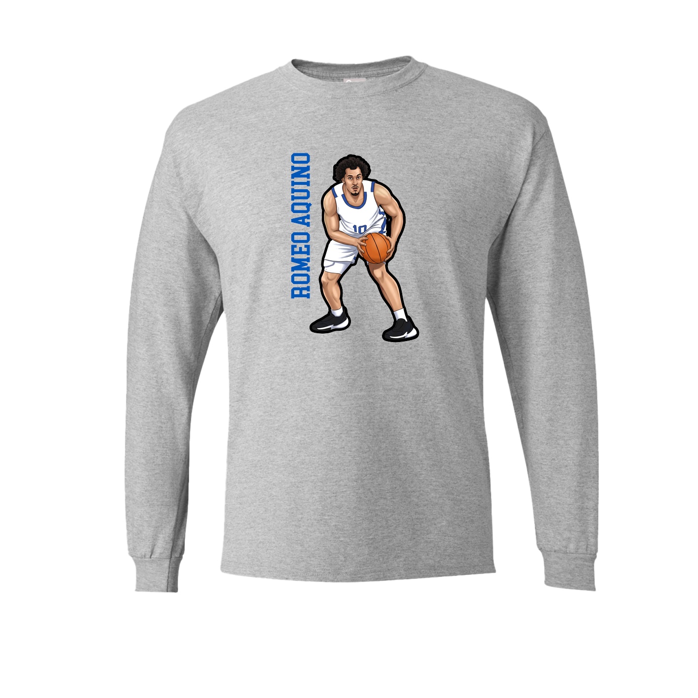 Long Sleeve Tee — Name Vertical in Grey