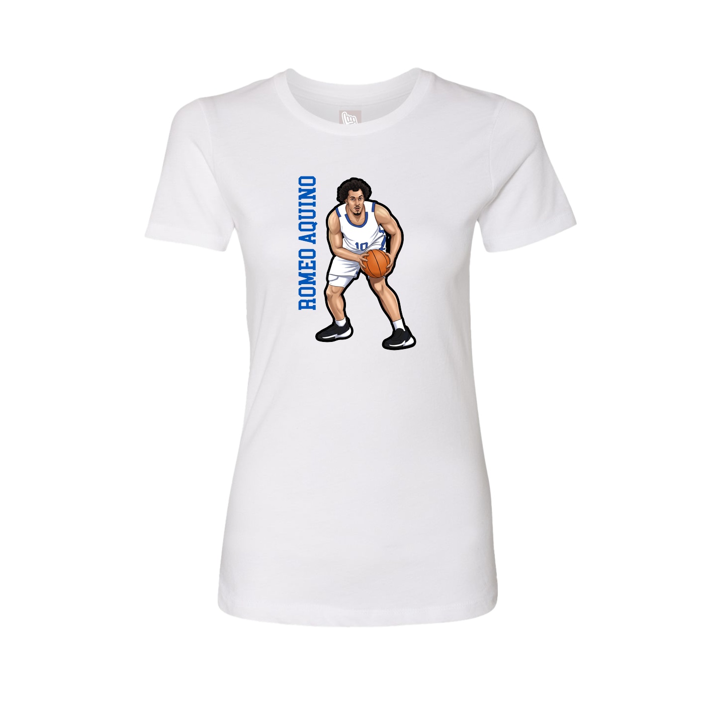 Womens Tee — Name Vertical in White