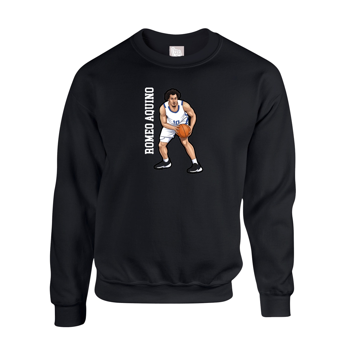 Fleece Crew — Name Vertical in Black
