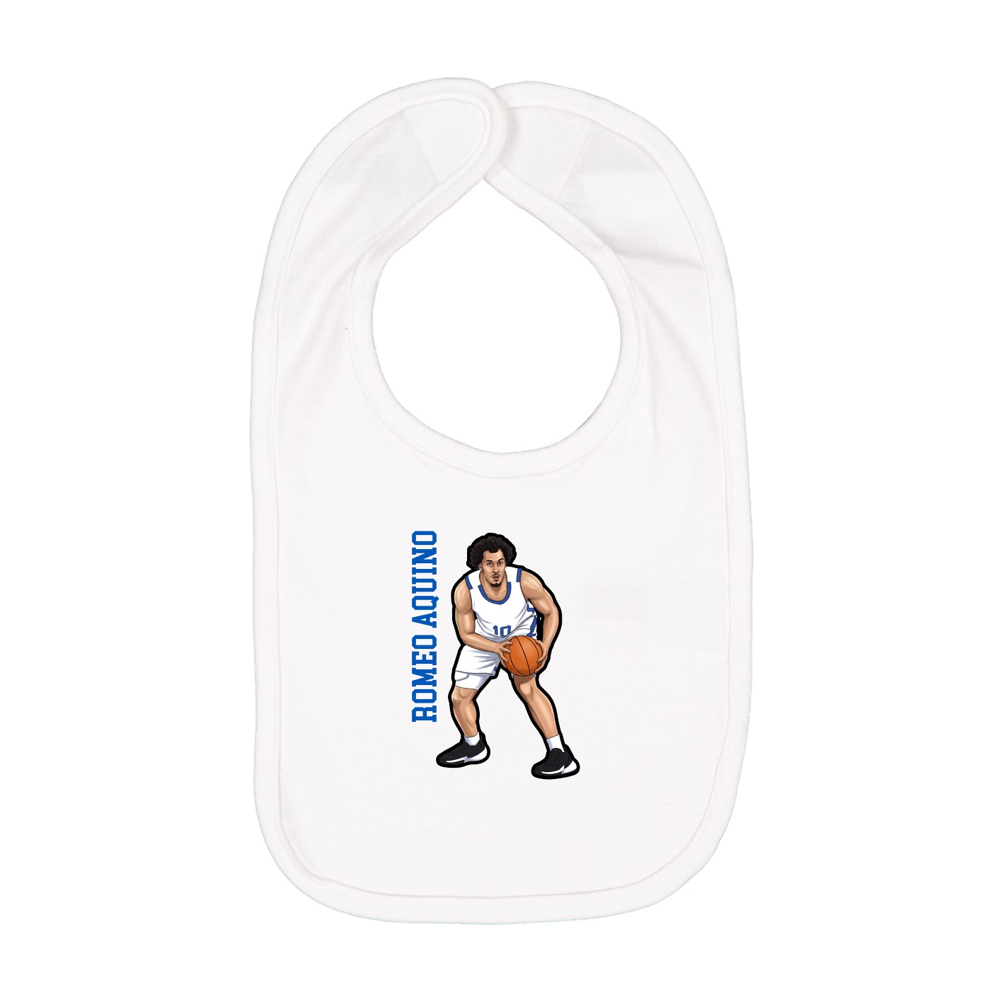 Infant Bib — Name Vertical in White