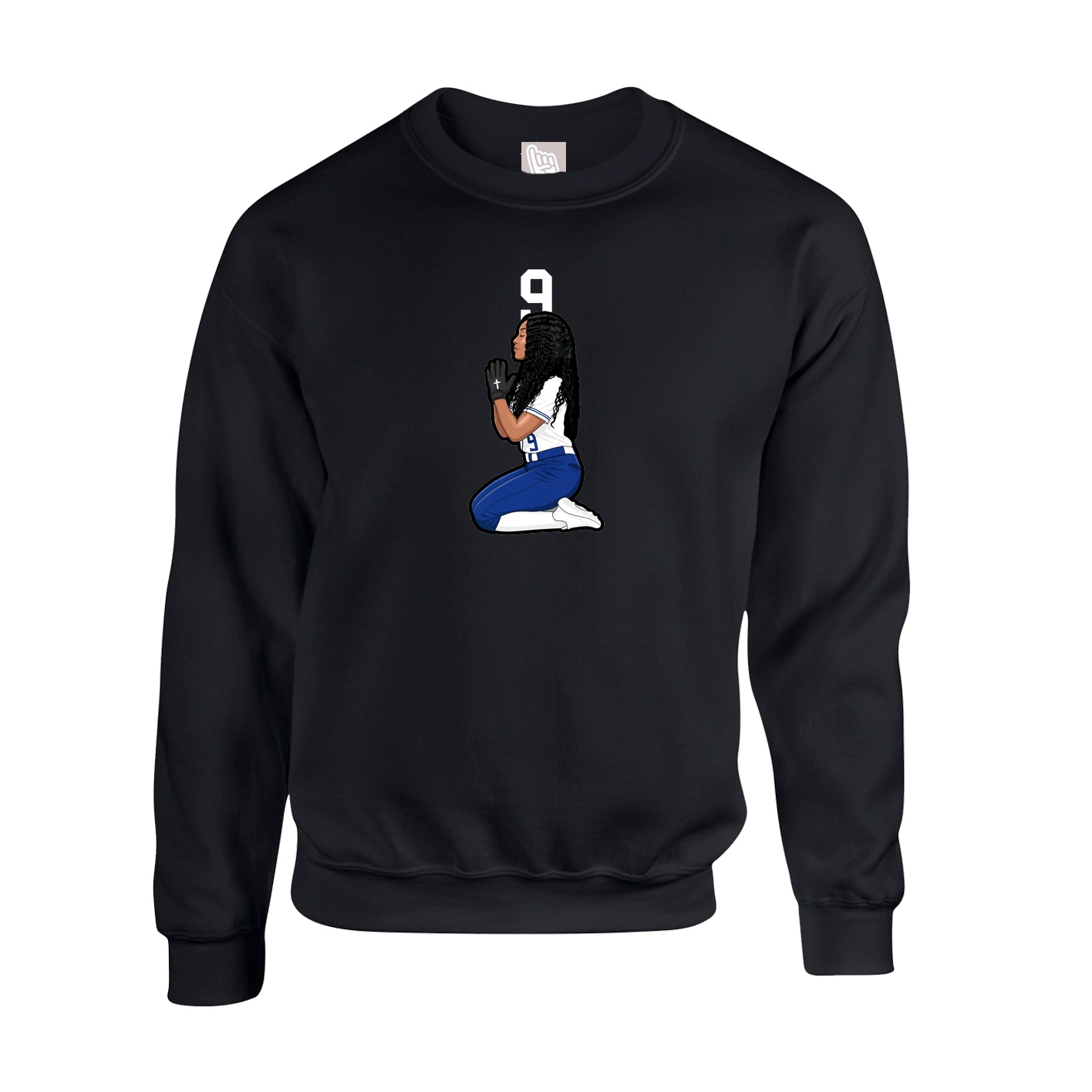 Fleece Crew — Number Top in Black