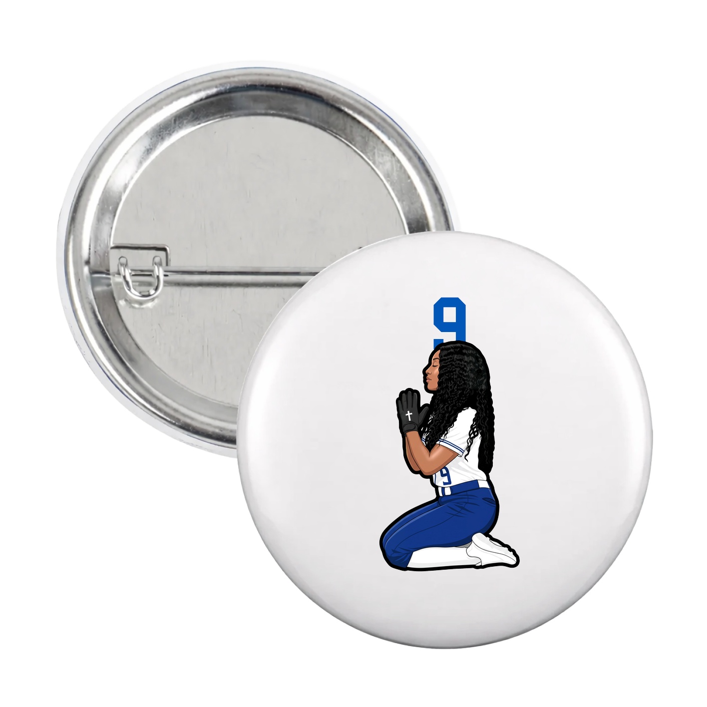 Game Day Button — Number Top in White