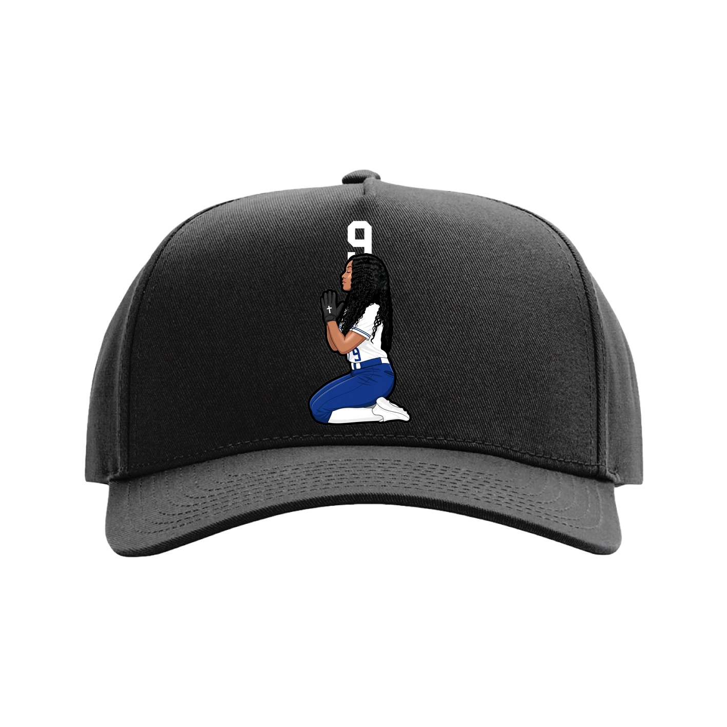Full Fabric Five-Panel Champ Cap — Number Top in Black
