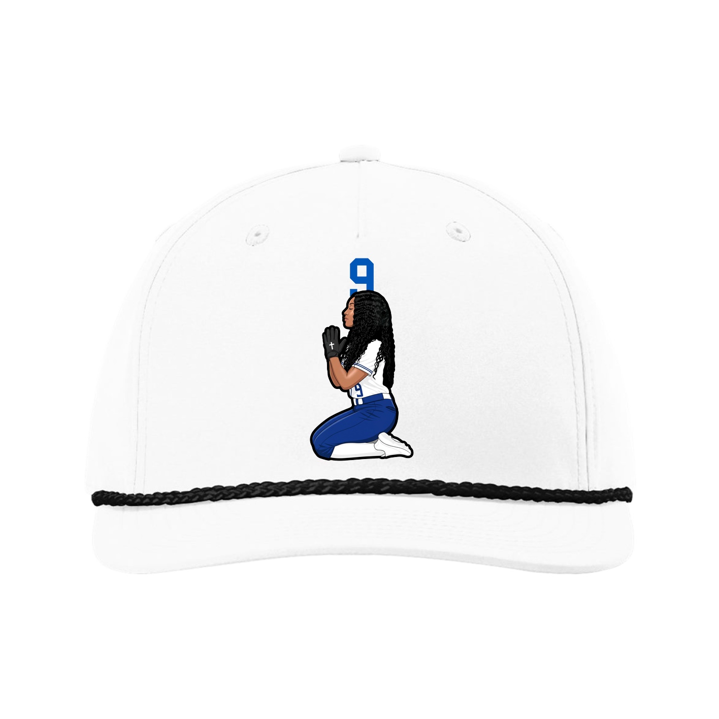 Five-Panel Classic Rope Cap — Number Top in White
