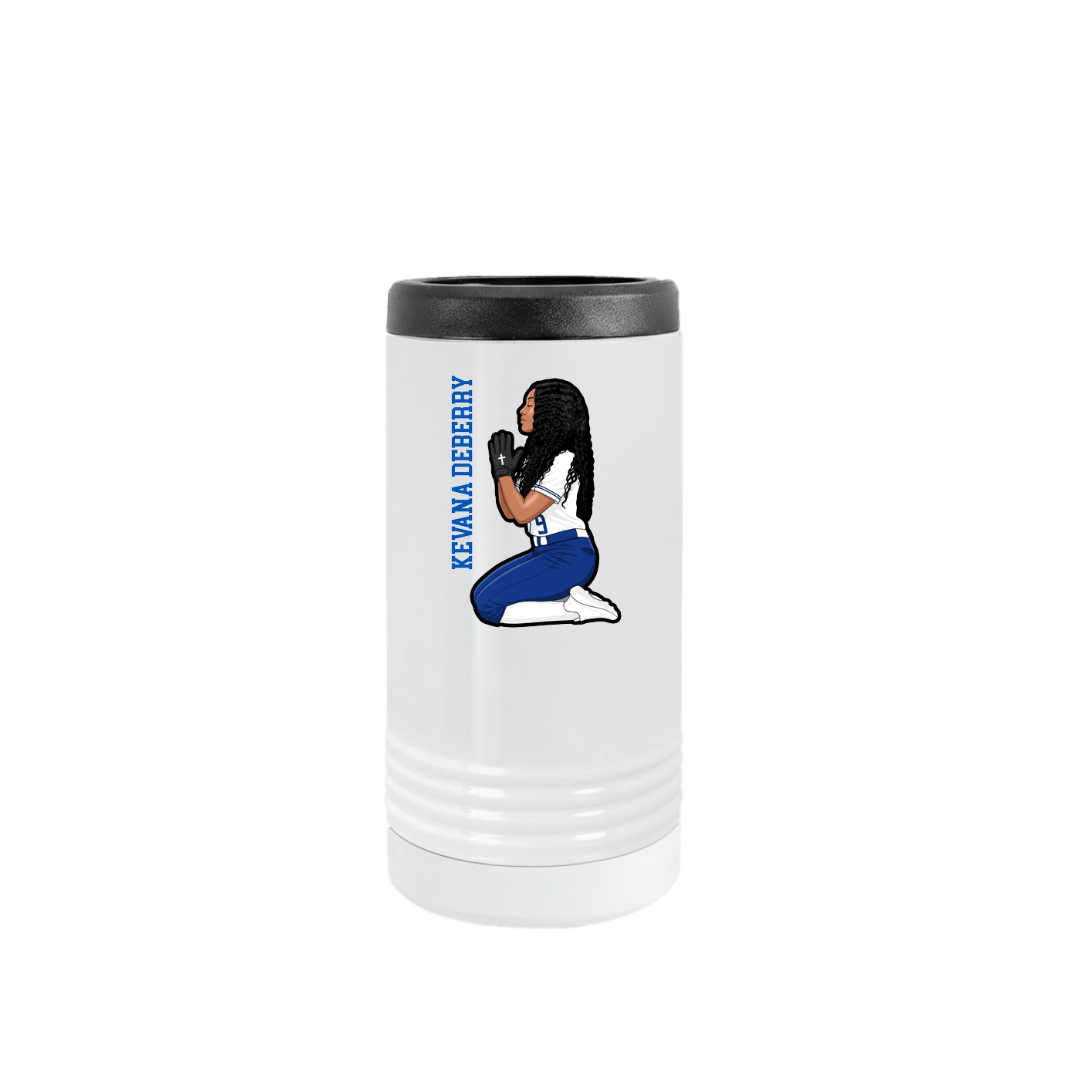 Slim Beverage Holder — Name Vertical in White