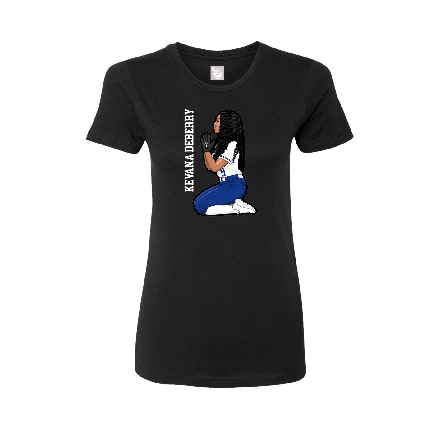 Fitted Women's Tee — Name Vertical in Black