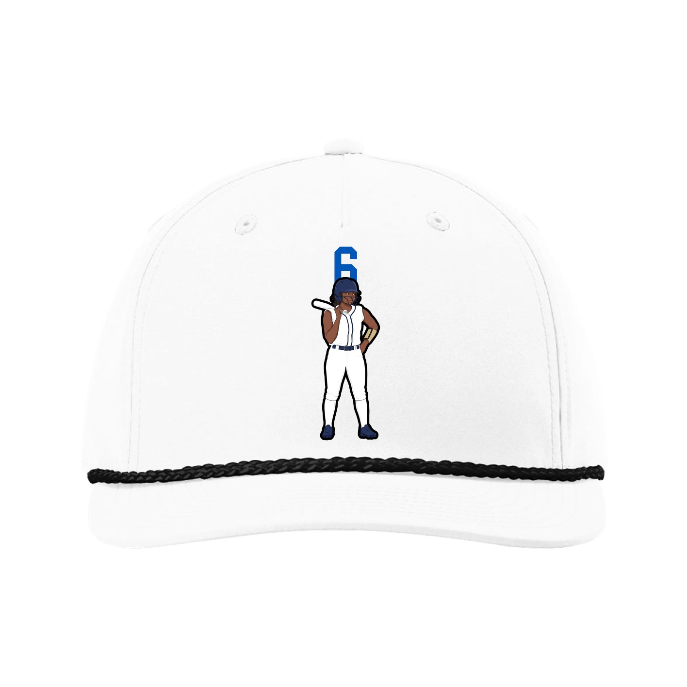 Five-Panel Classic Rope Cap — Number Top in White
