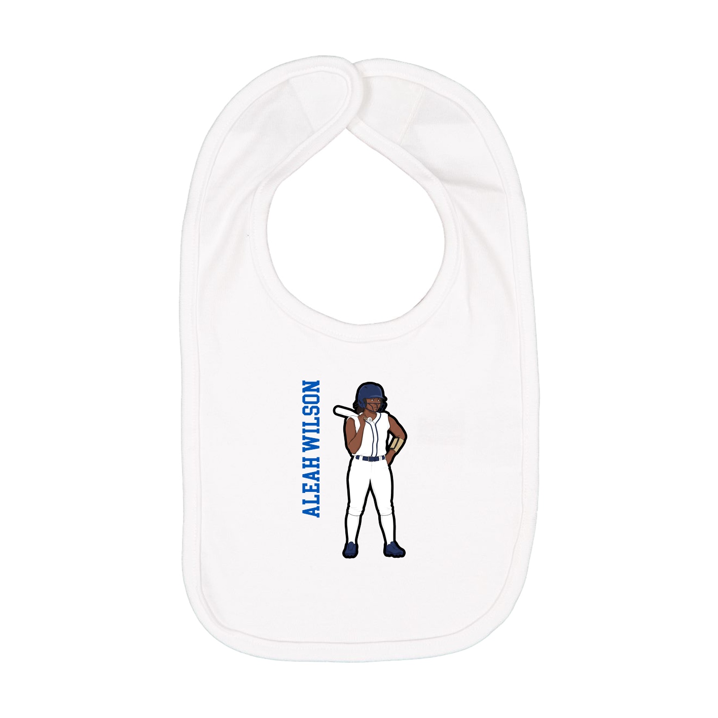 Infant Bib — Name Vertical in White