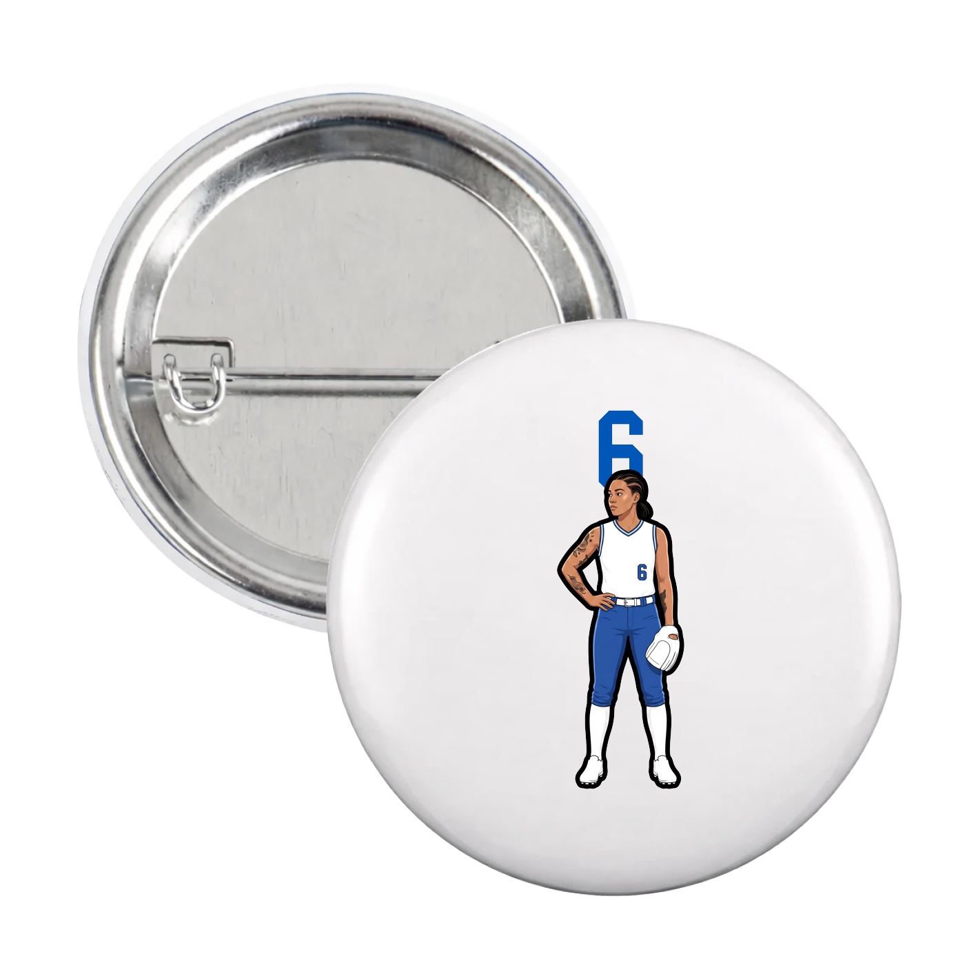 Game Day Button — Number Top in White