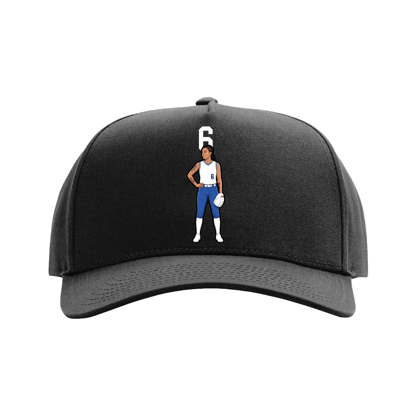 Full Fabric Five-Panel Champ Cap — Number Top in Black