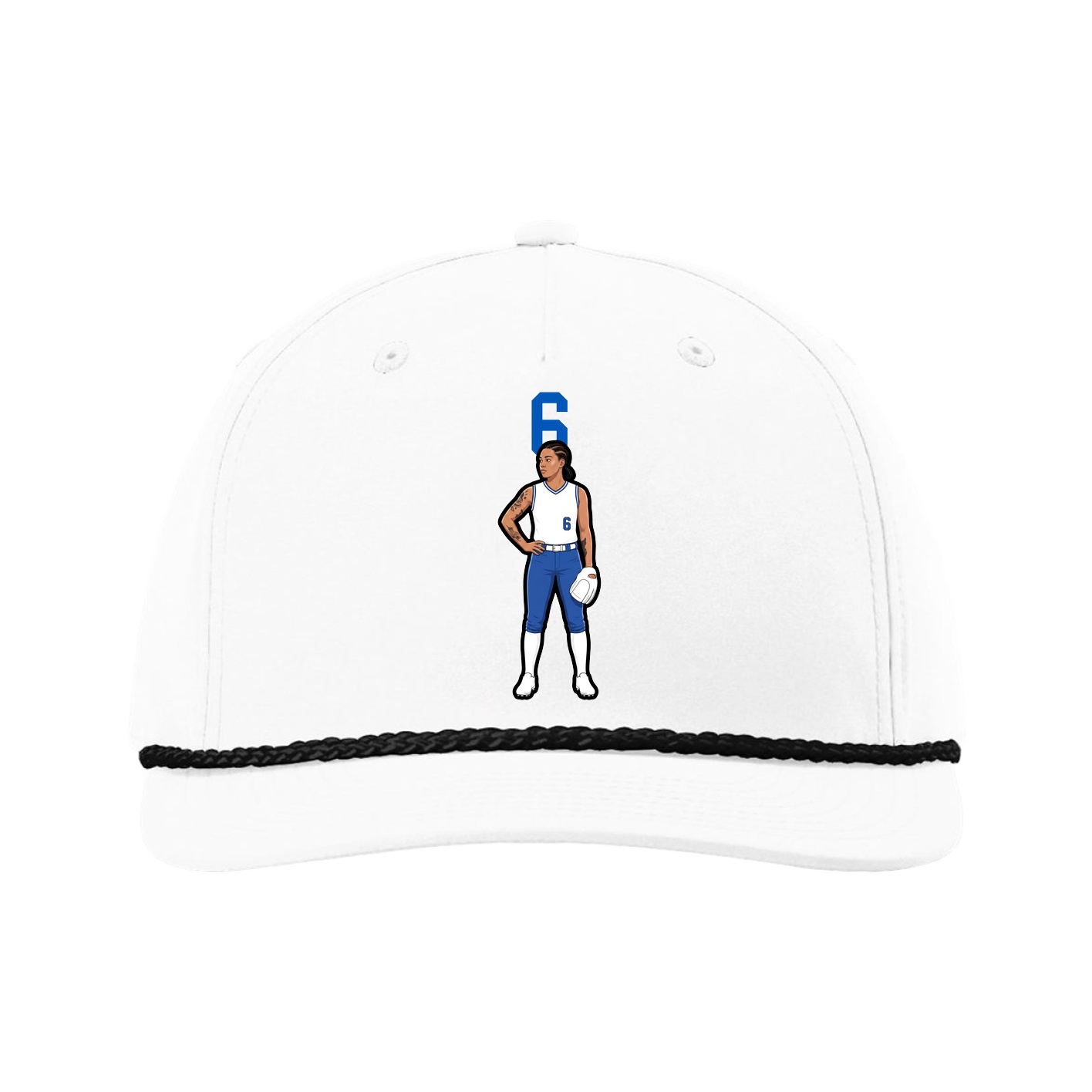 Five-Panel Classic Rope Cap — Number Top in White