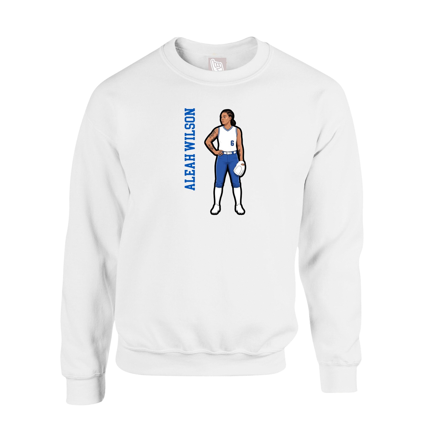Fleece Crew — Name Vertical in White