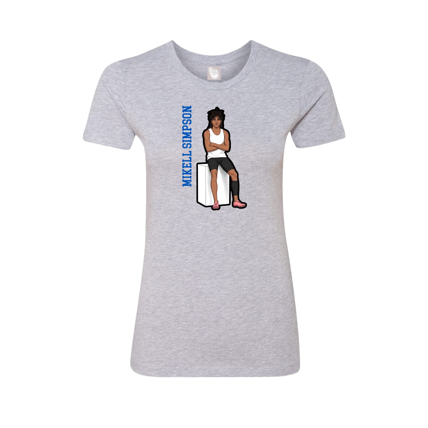 Fitted Women's Tee — Name Vertical in Grey