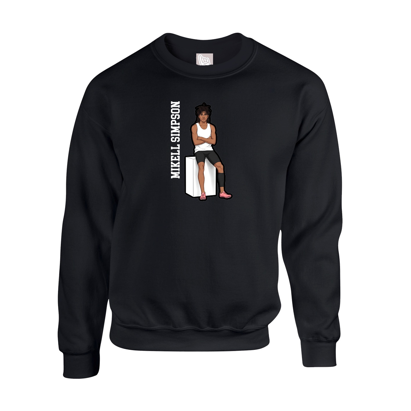Fleece Crew — Name Vertical in Black