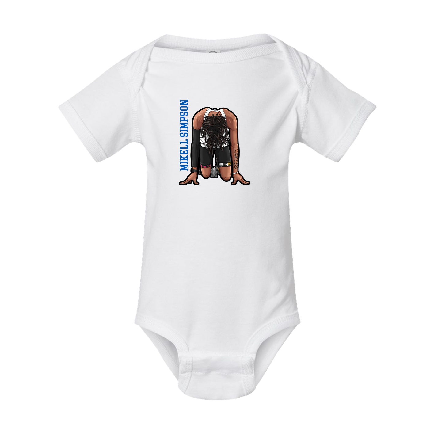 Baby Onesie — Name Vertical in White