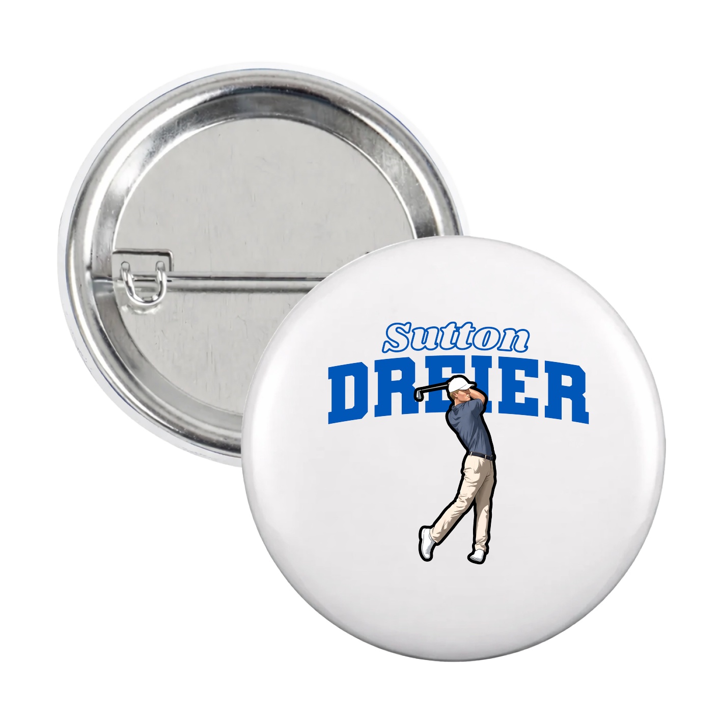 Game Day Button — Name Arch in White
