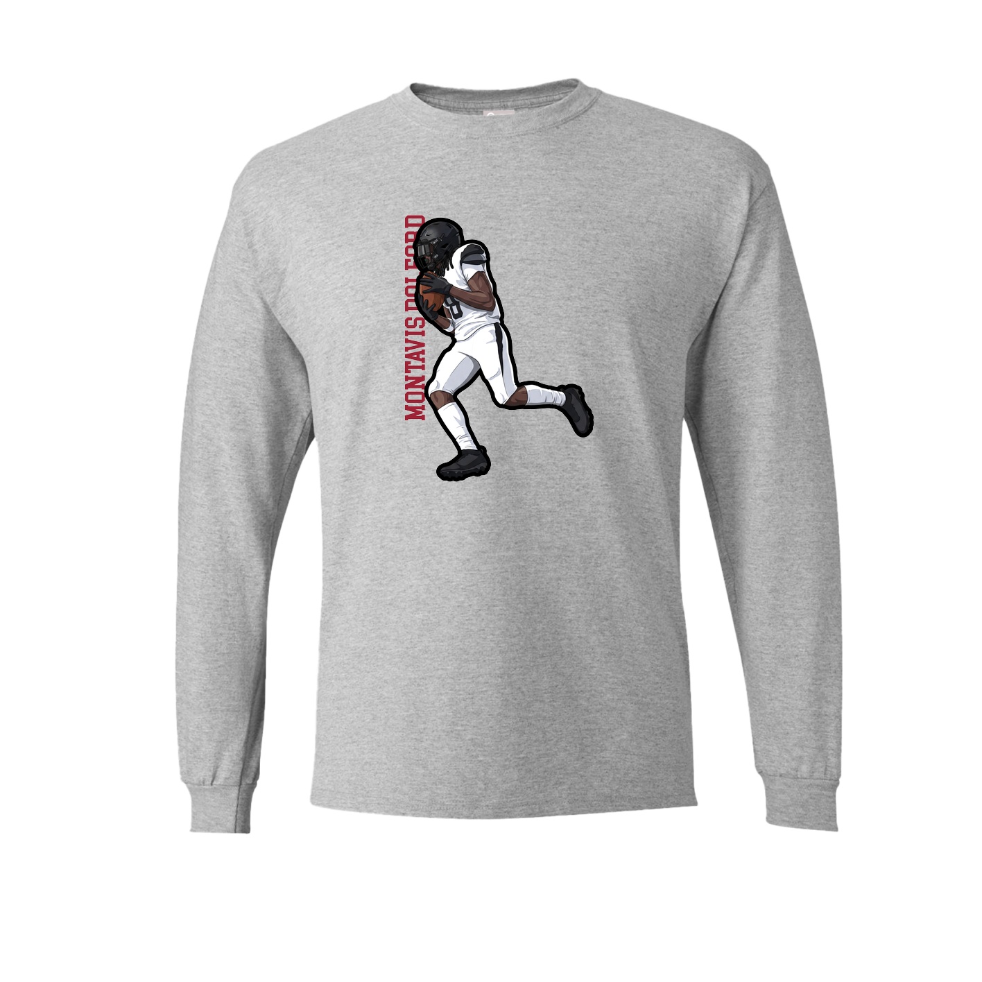 Long Sleeve Tee — Name Vertical in Grey