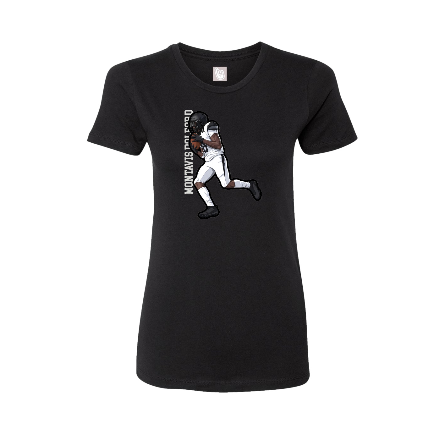 Fitted Women's Tee — Name Vertical in Black