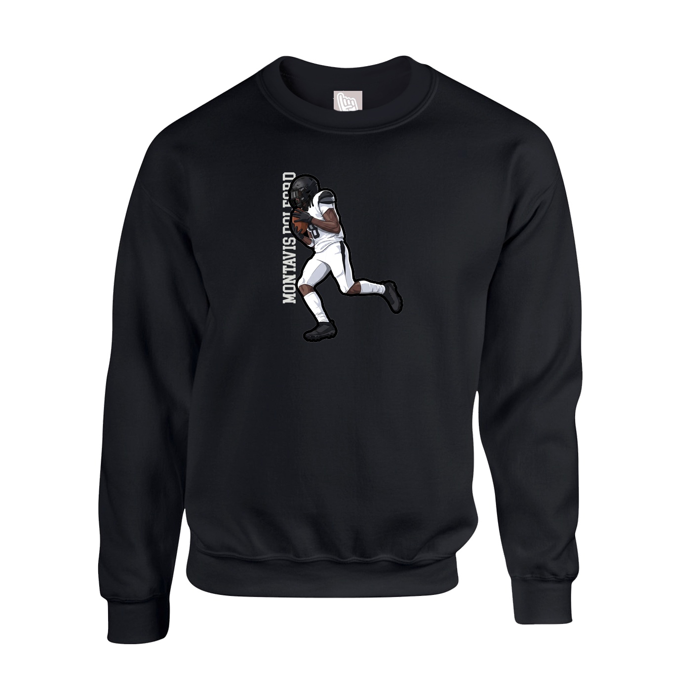 Fleece Crew — Name Vertical in Black