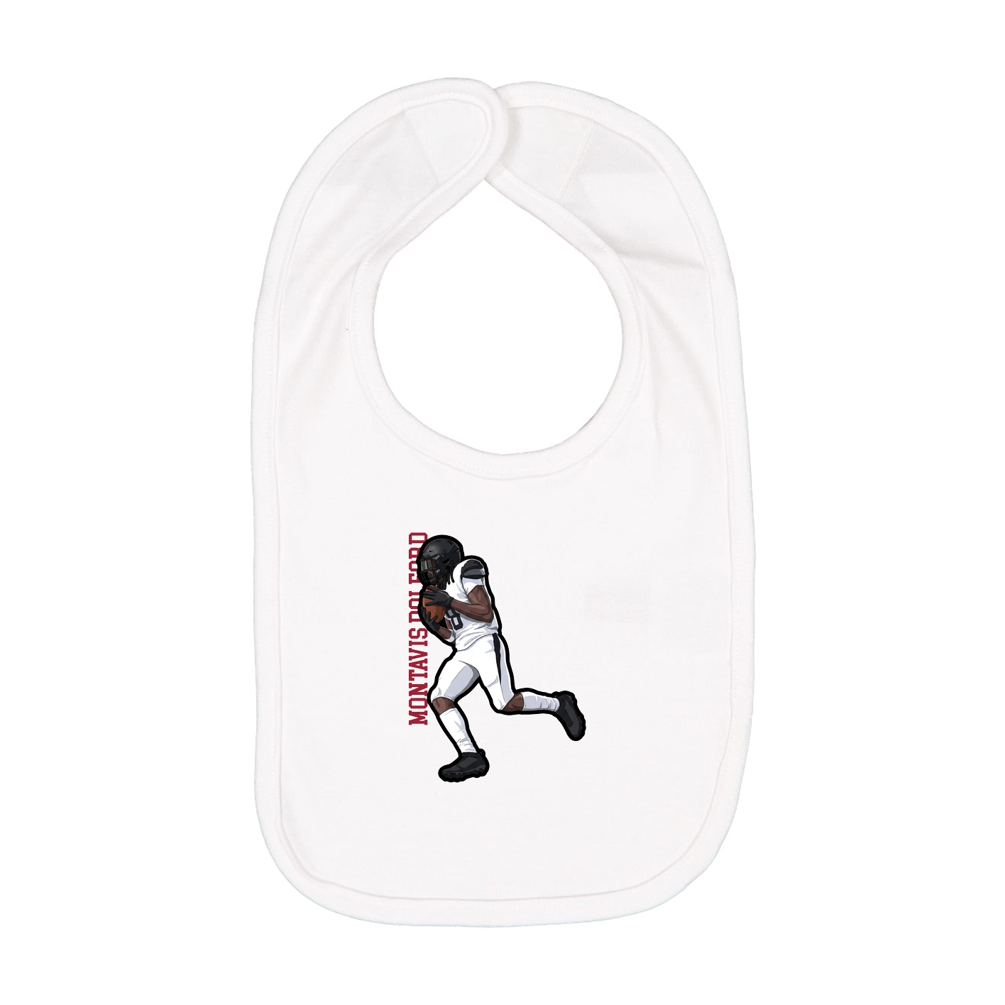 Infant Bib — Name Vertical in White