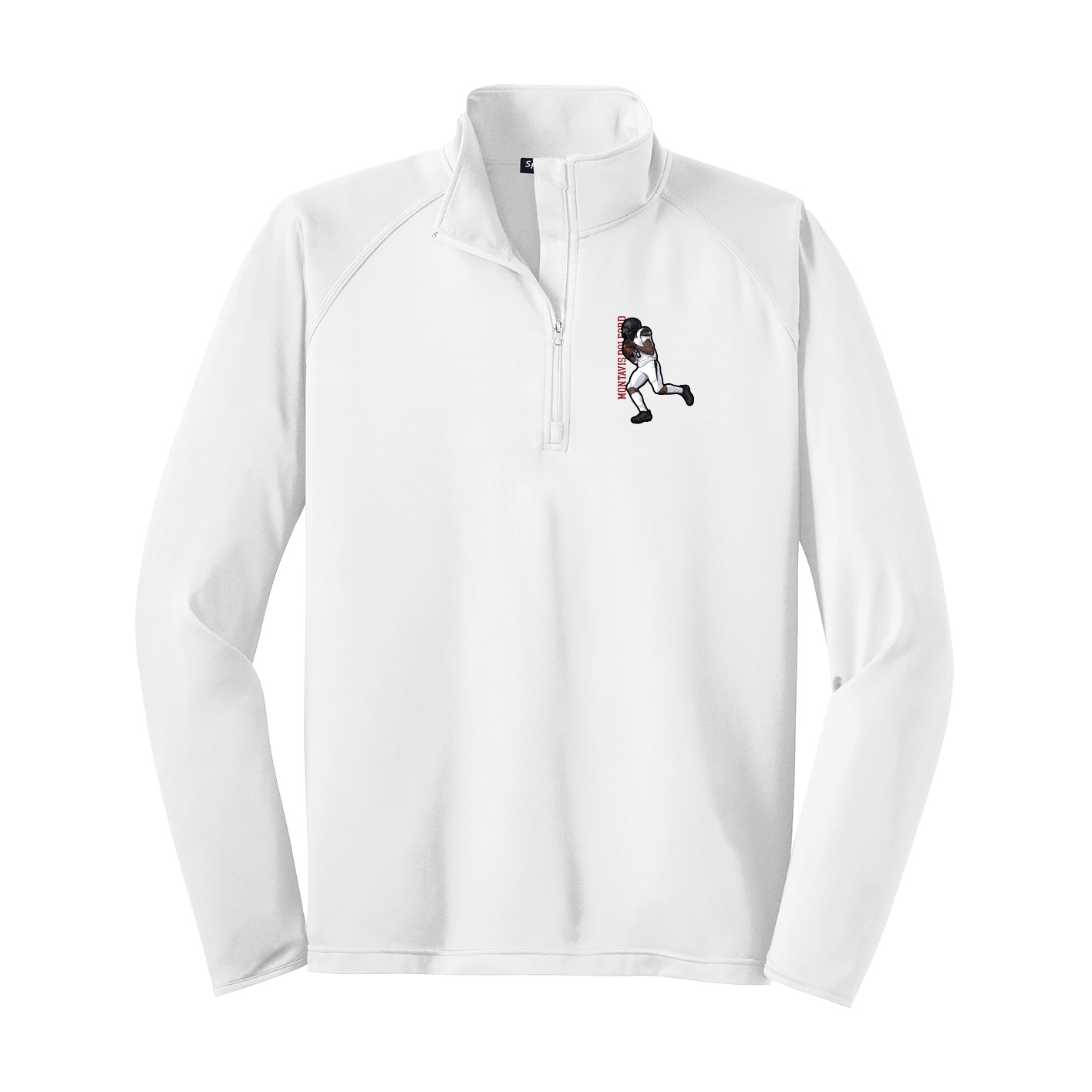 Q-Zip Pullover — Name Vertical in White