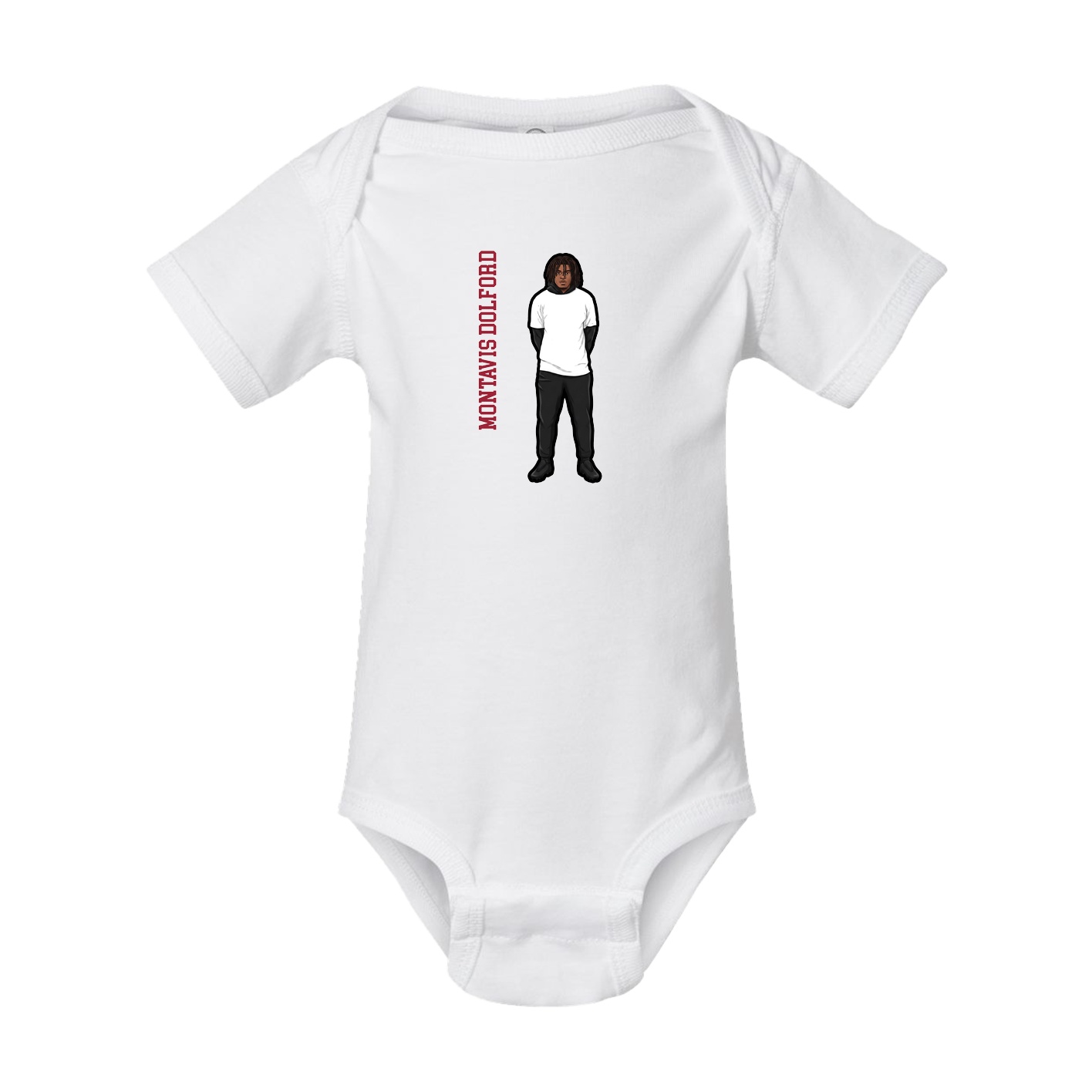 Baby Onesie — Name Vertical in White