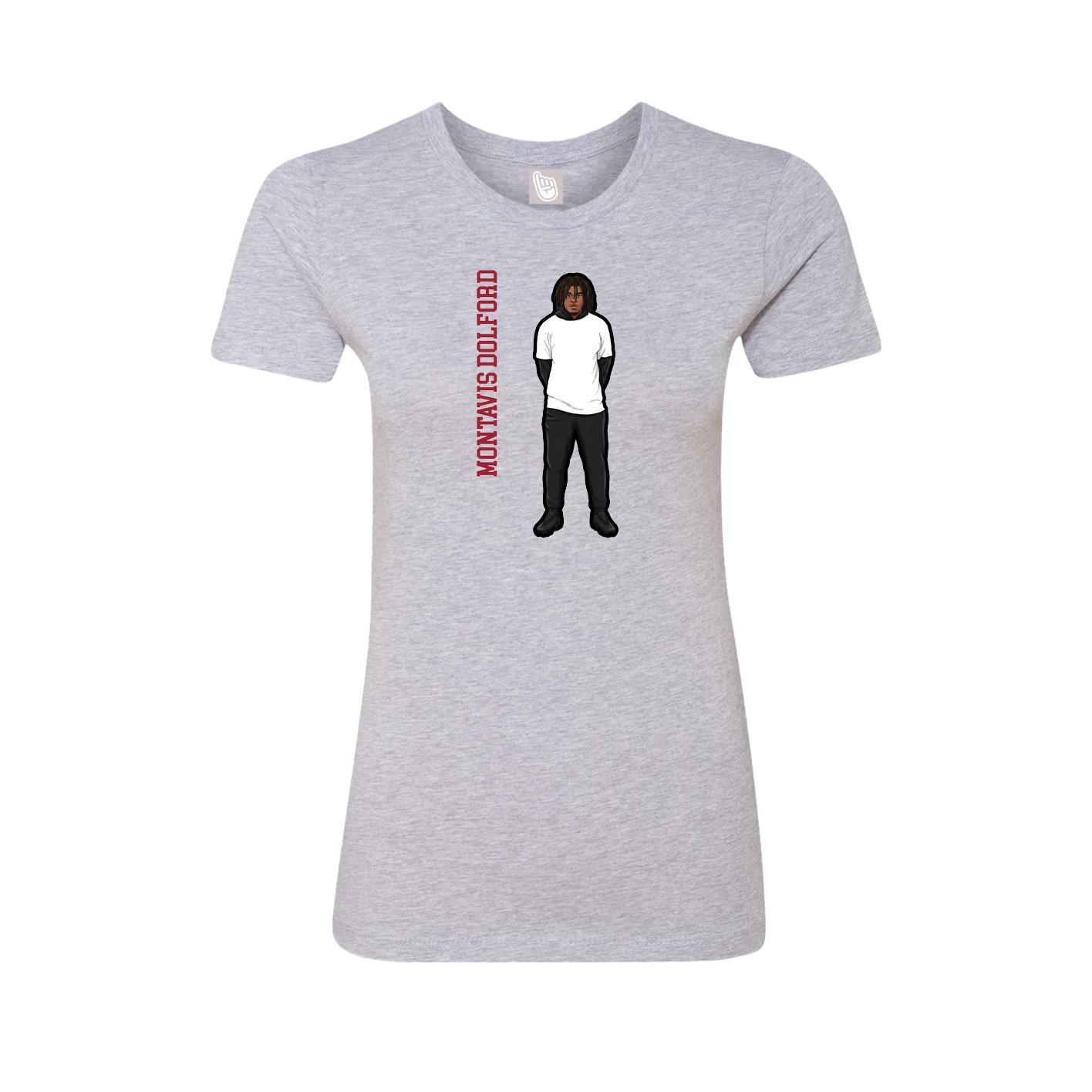 Fitted Women's Tee — Name Vertical in Grey