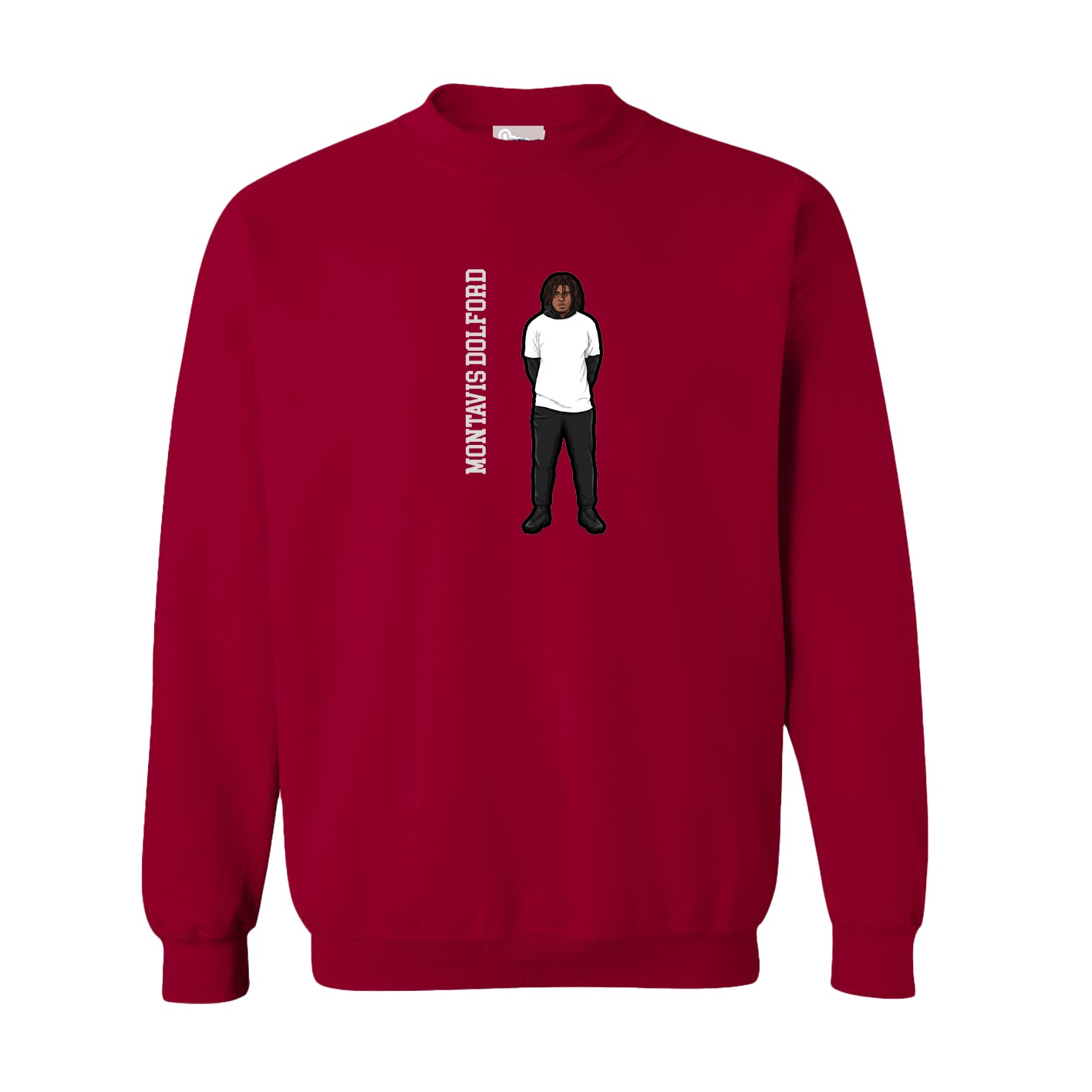 Fleece Crew — Name Vertical in Cardinal