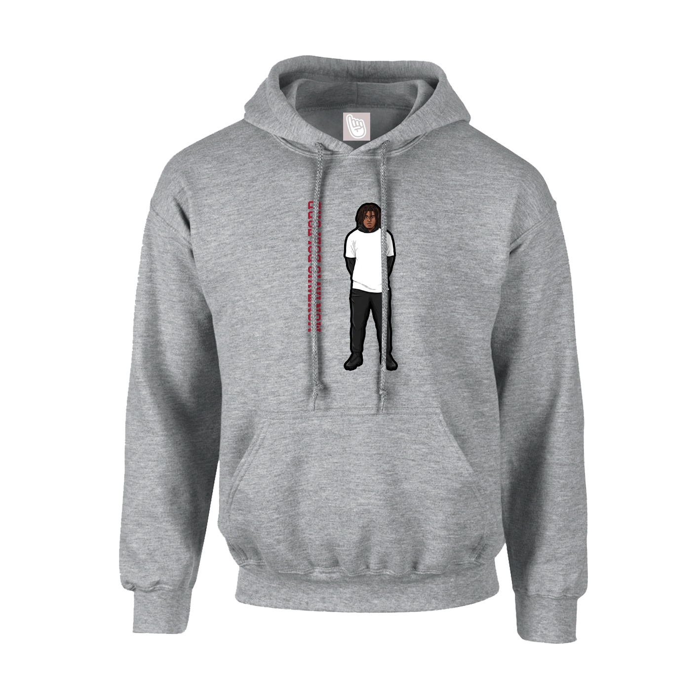 Youth Hoodie — Name Vertical in Grey