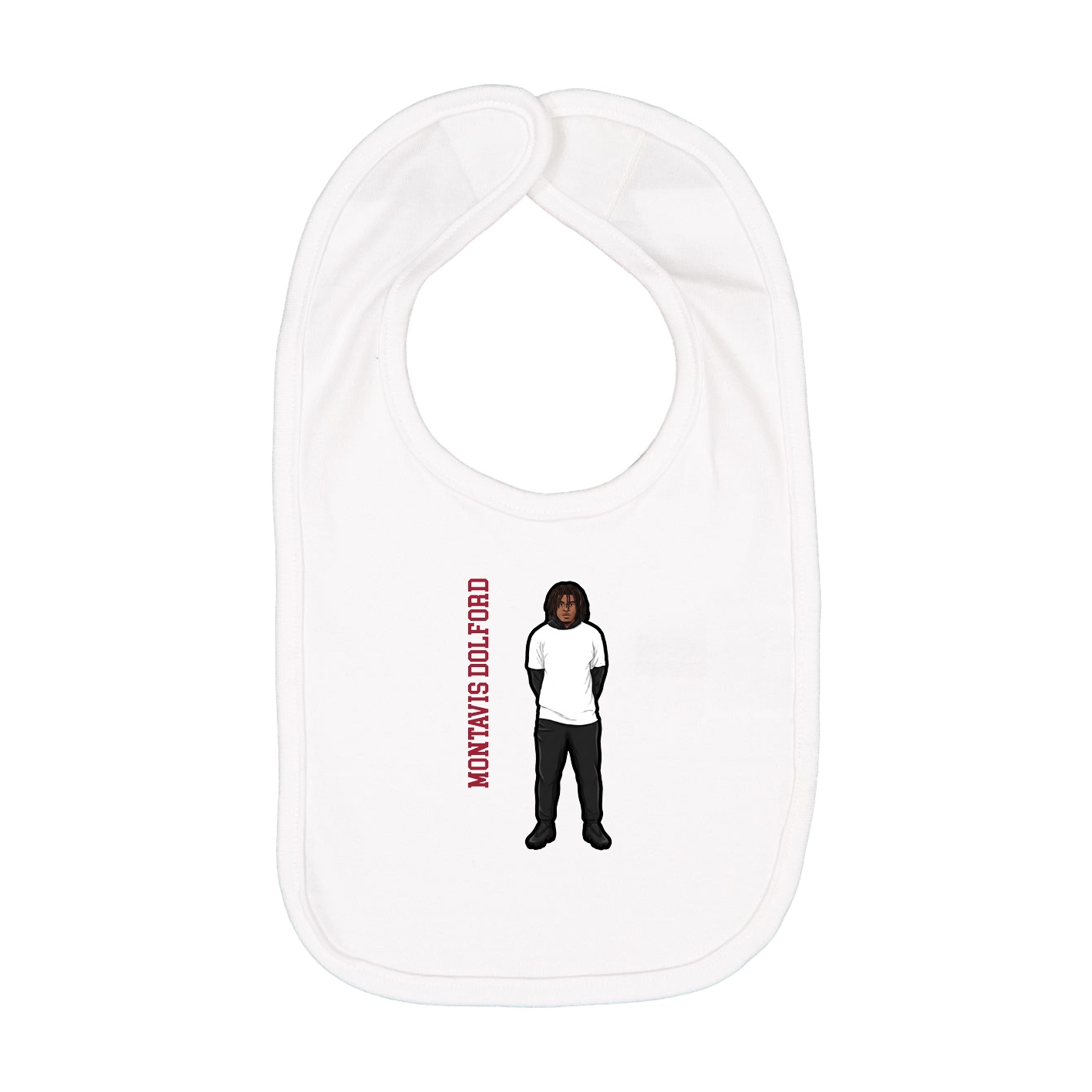 Infant Bib — Name Vertical in White