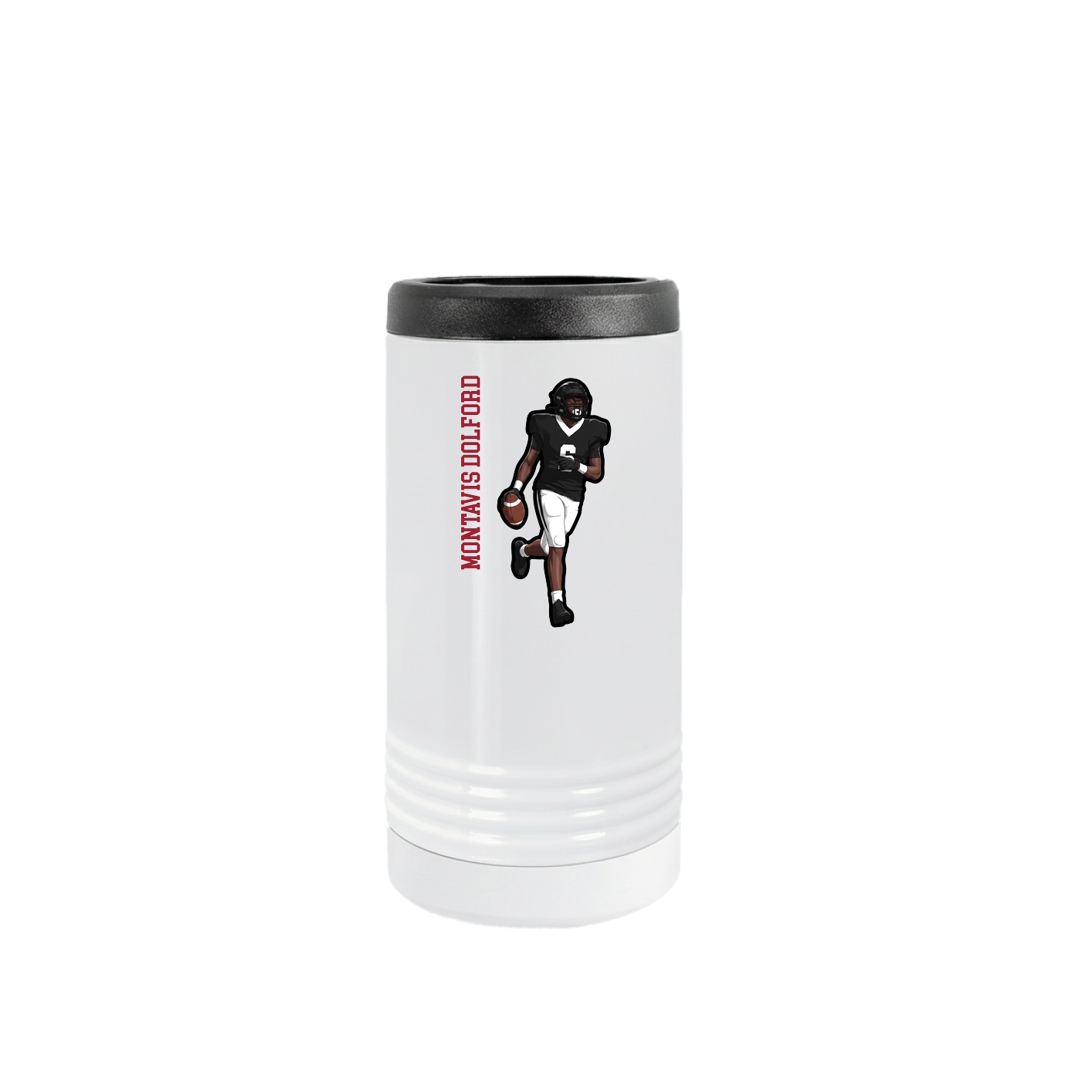 Slim Beverage Holder — Name Vertical in White
