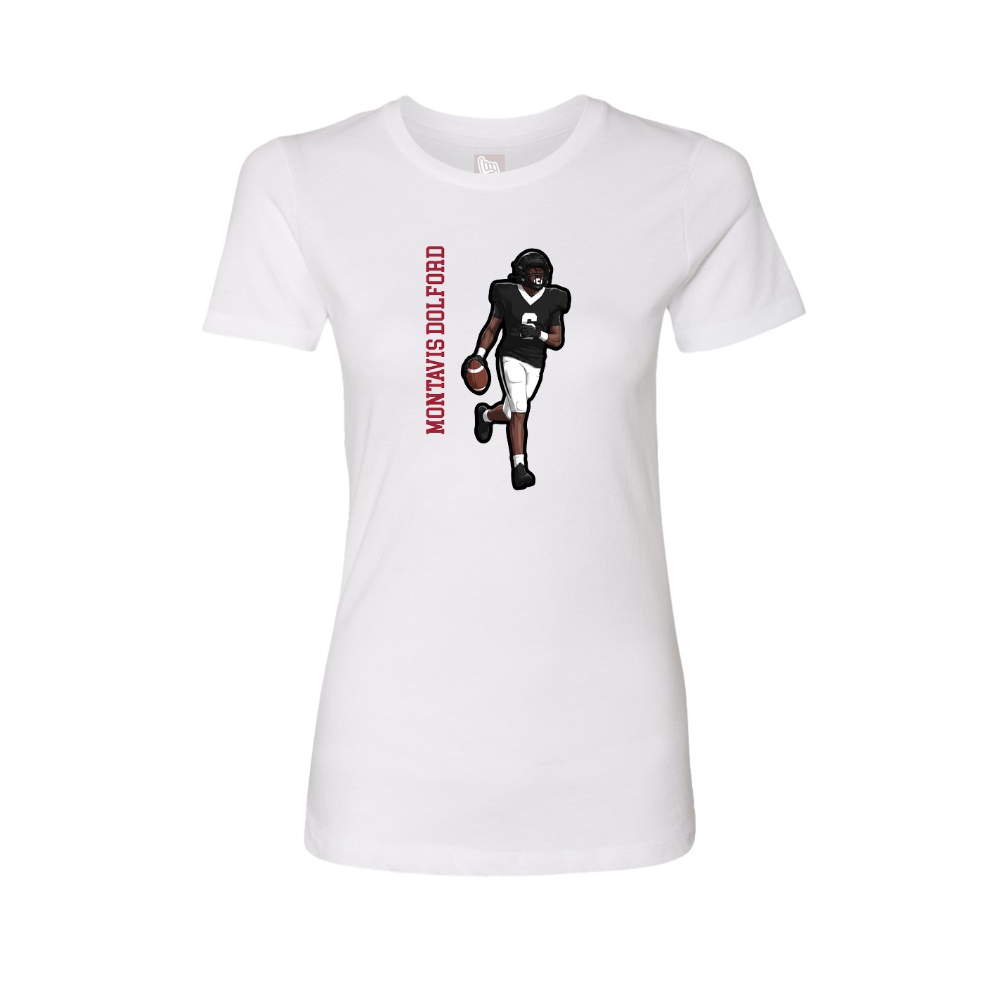 Womens Tee — Name Vertical in White