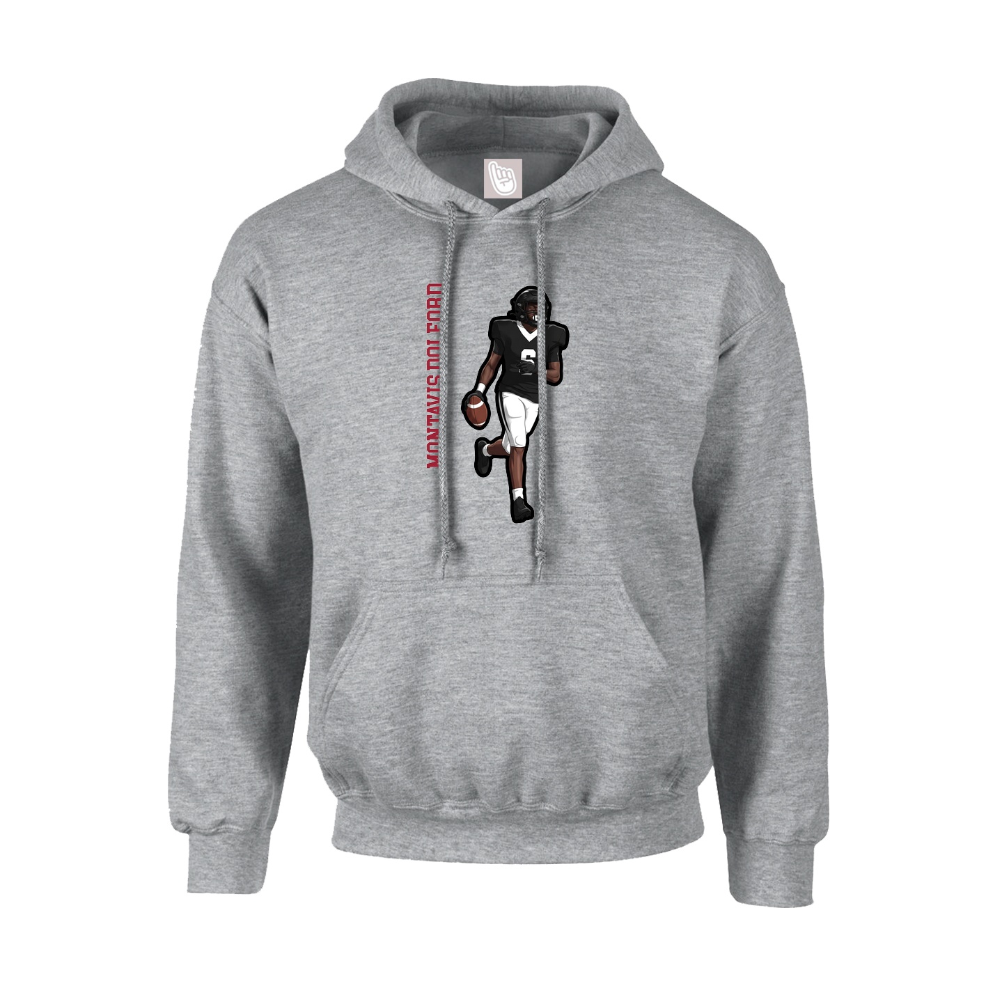 Hoodie — Name Vertical in Grey