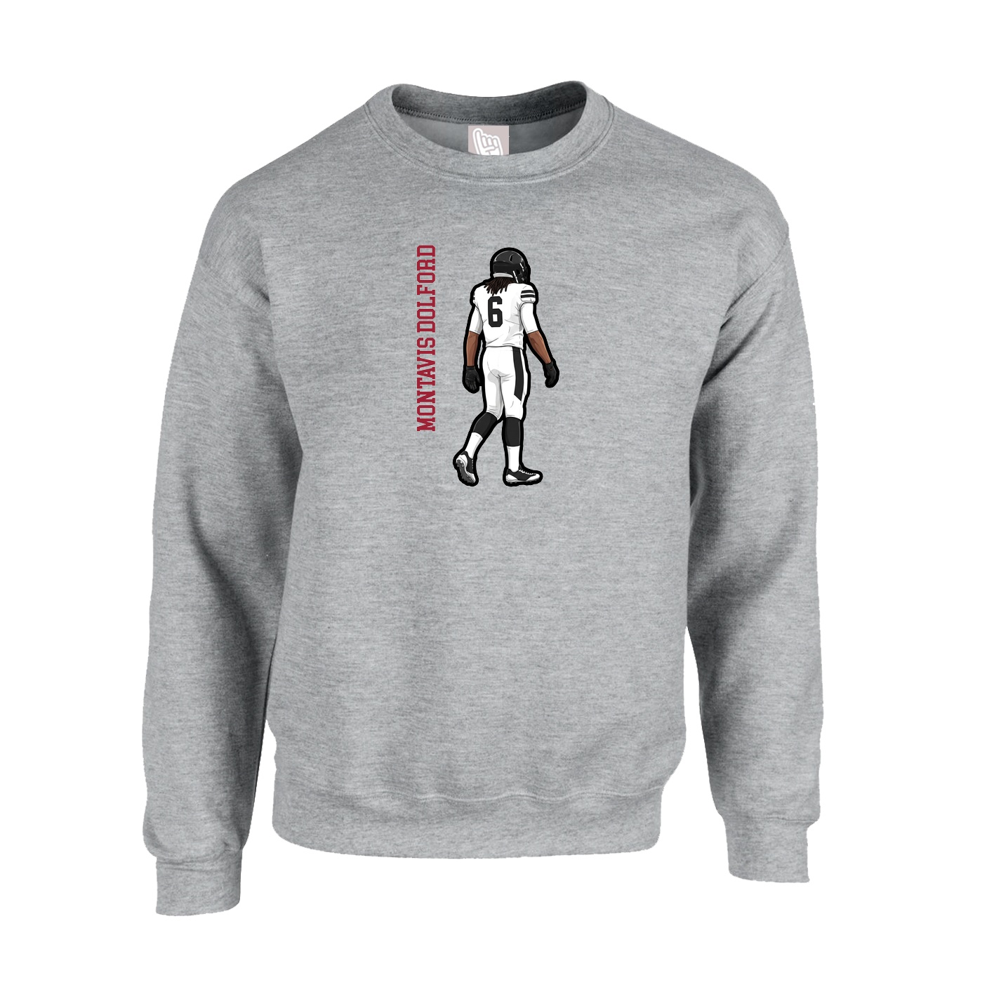 Fleece Crew — Name Vertical in Grey