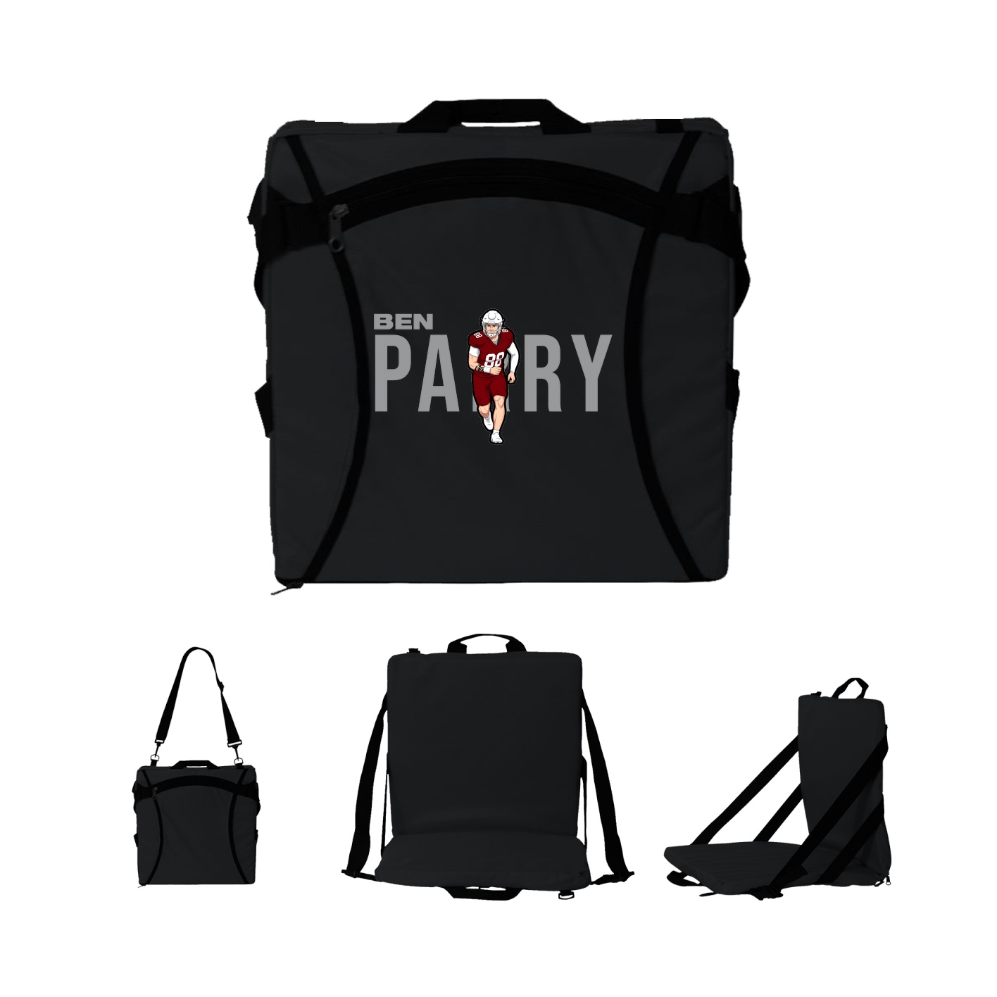 Folding Stadium Seat — Player Name in Black