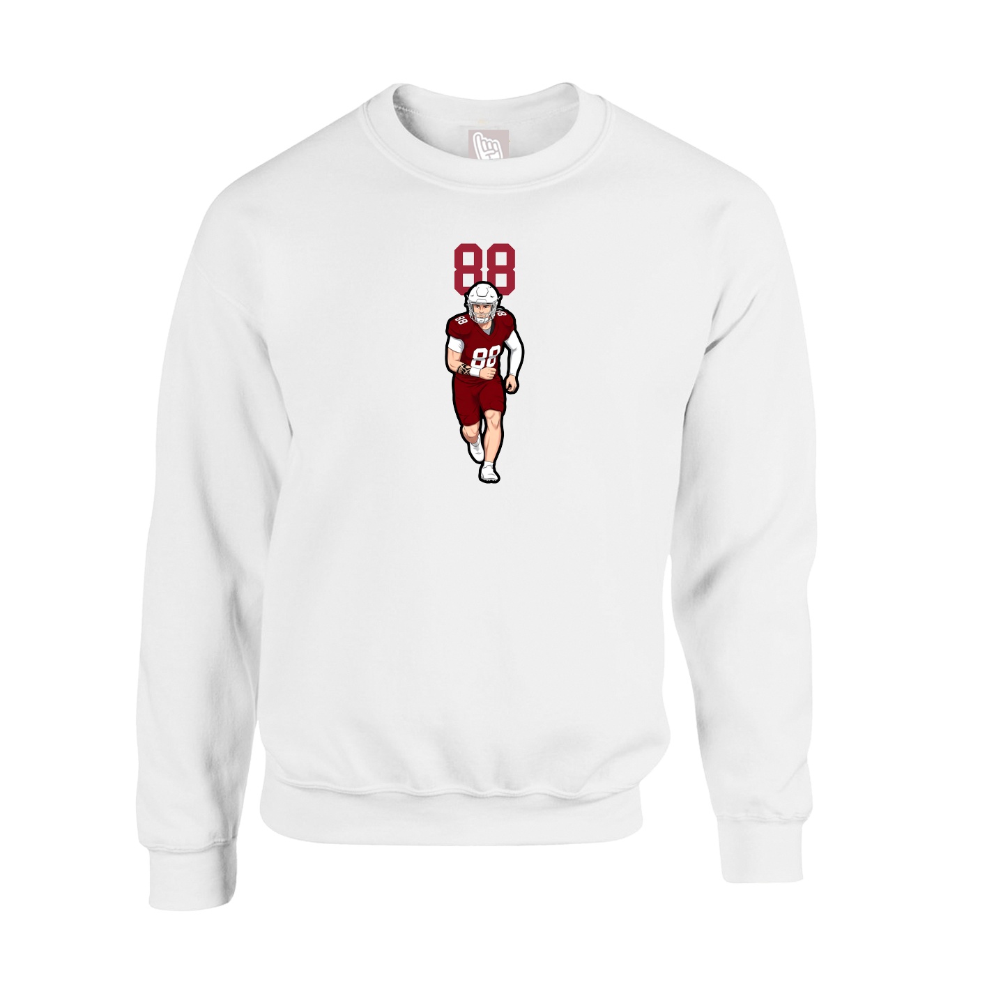 Fleece Crew — Number Top in White