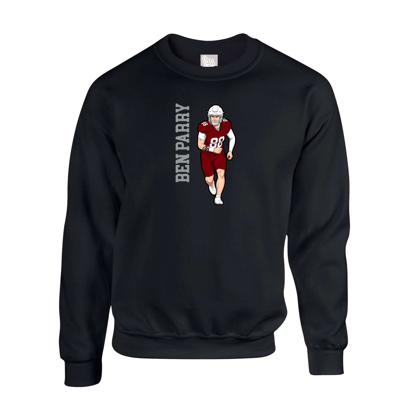 Fleece Crew — Name Vertical in Black