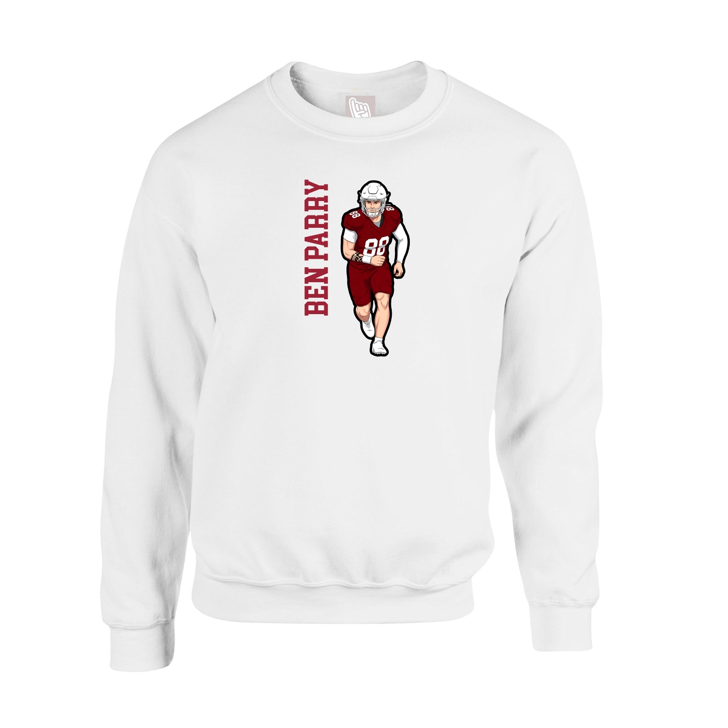 Fleece Crew — Name Vertical in White